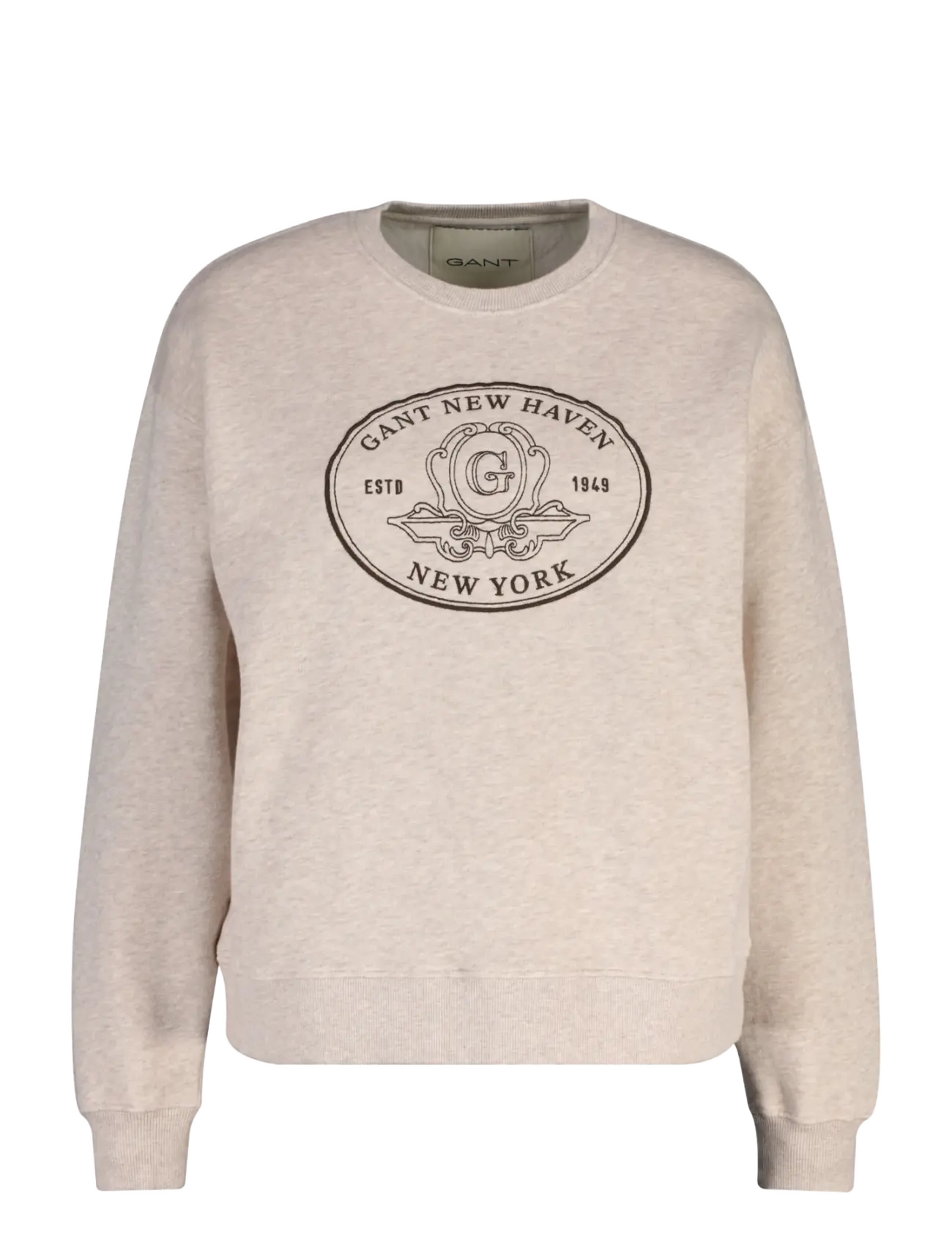 Gant GRAPHIC C-NECK SWEAT - Sweatshirts - LIGHT BEIGE MELANGE / beige