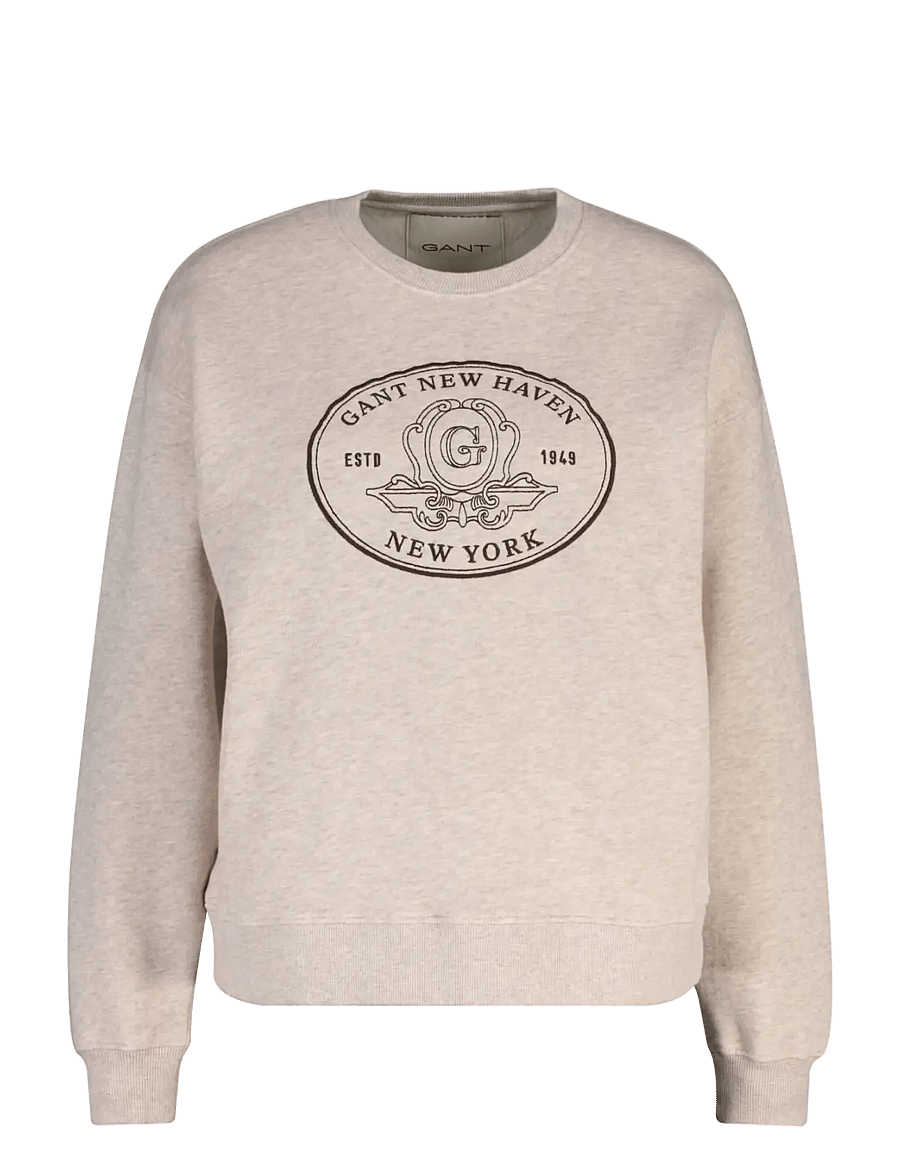 Gant - GRAPHIC C-NECK SWEAT - modetrender - light beige melange - 0