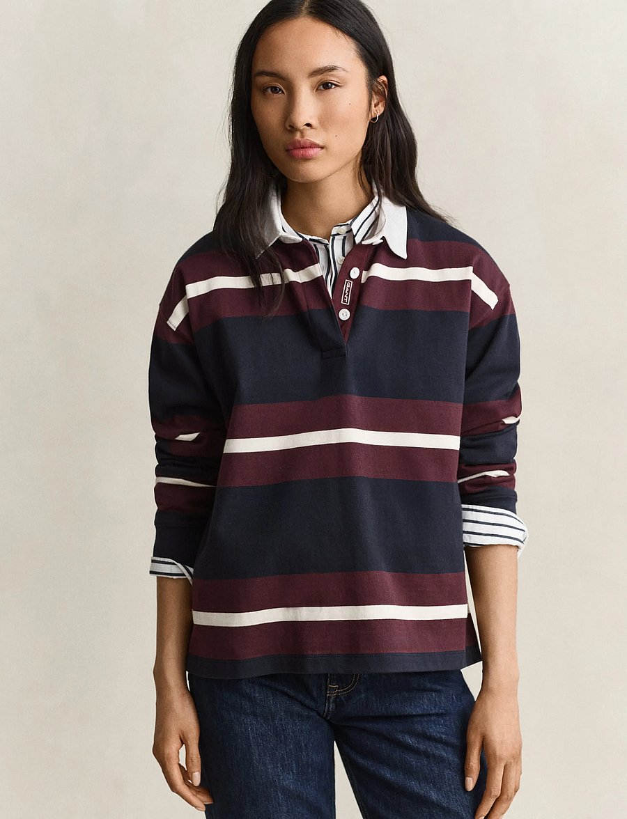 Gant - STRIPED HEAVY RUGGER - polosärgid - evening blue - 0