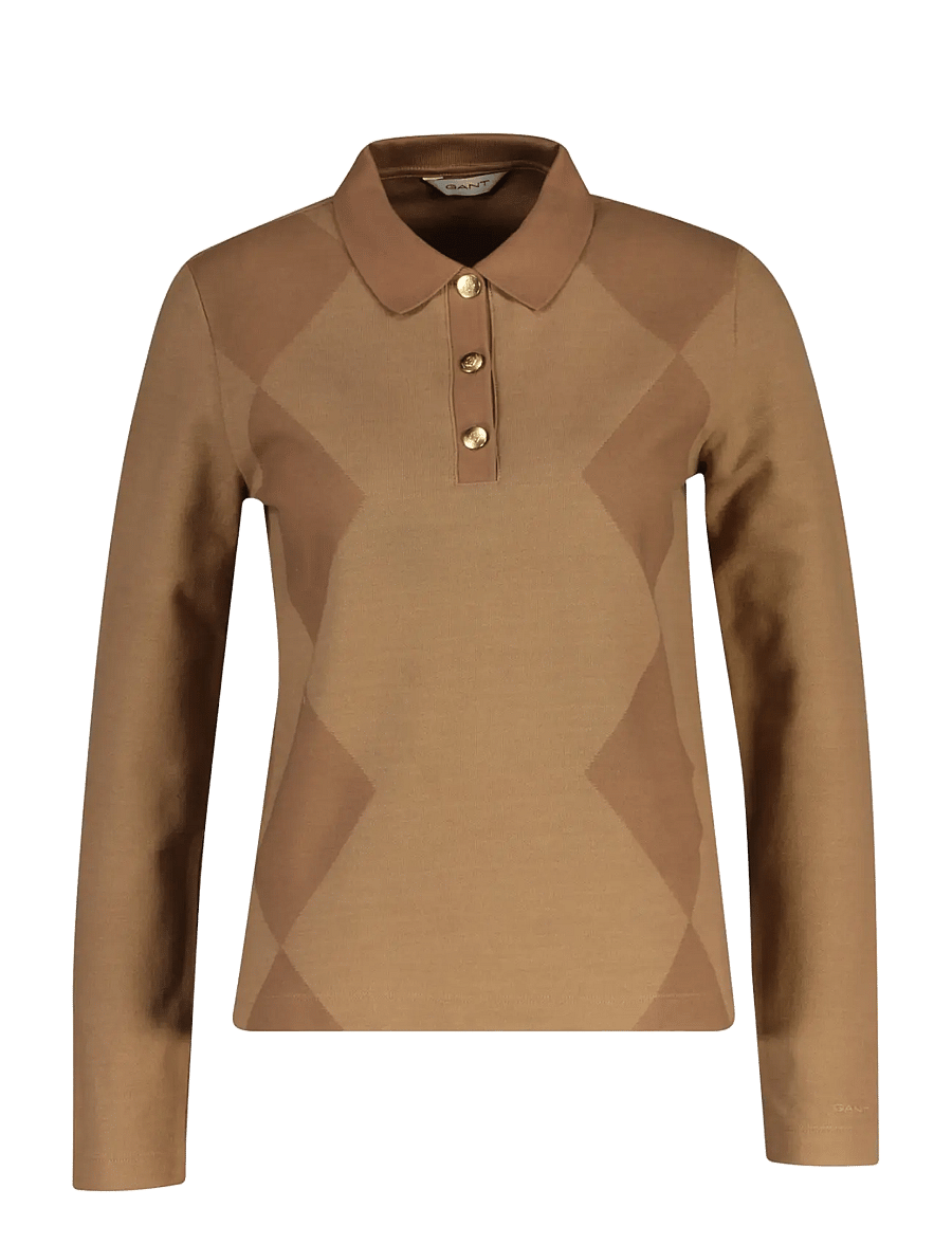 Gant - REG ARGYLE LS PIQUE POLO - polosärgid - caramel brown - 1