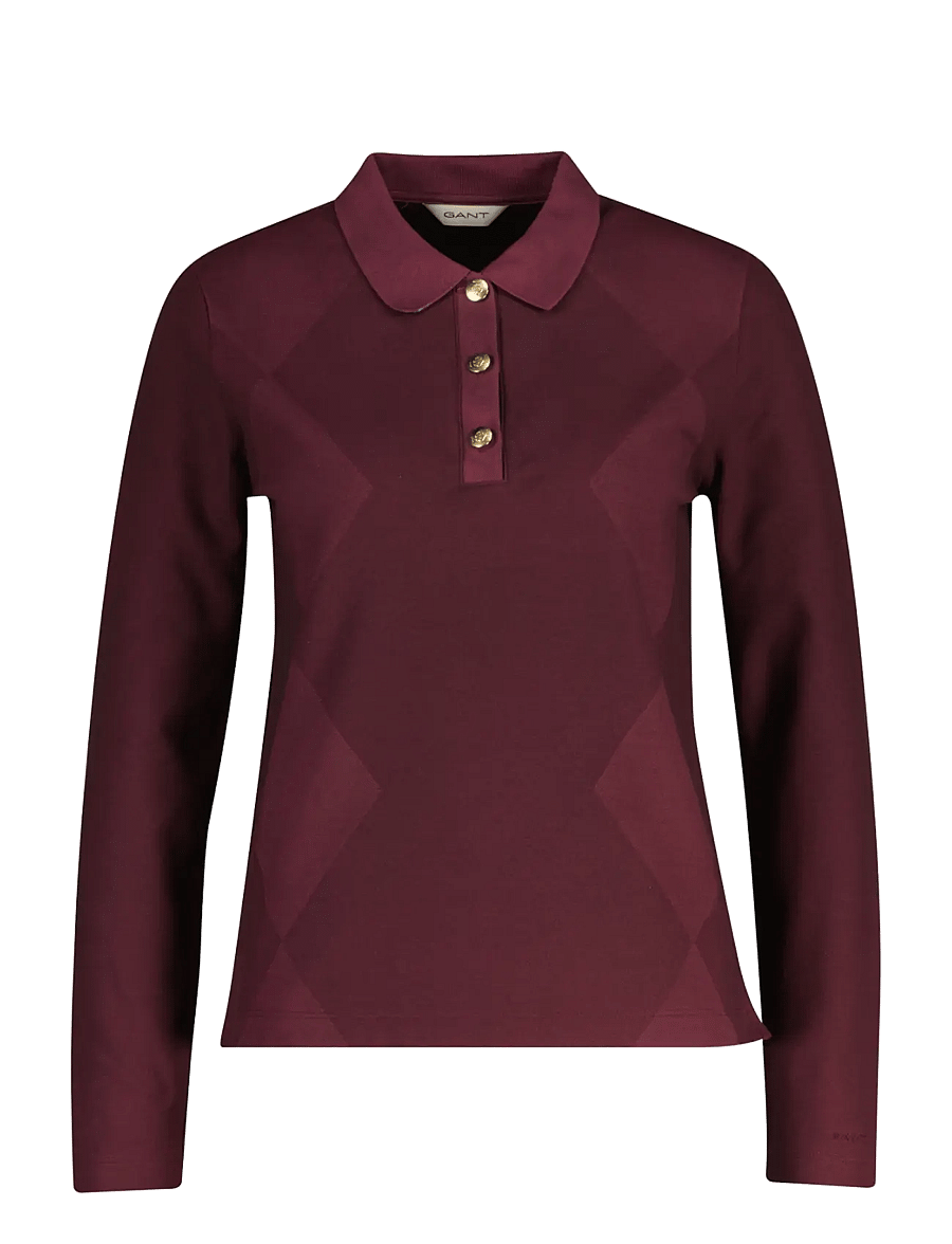 Gant - REG ARGYLE LS PIQUE POLO - polosärgid - darkened wine - 1