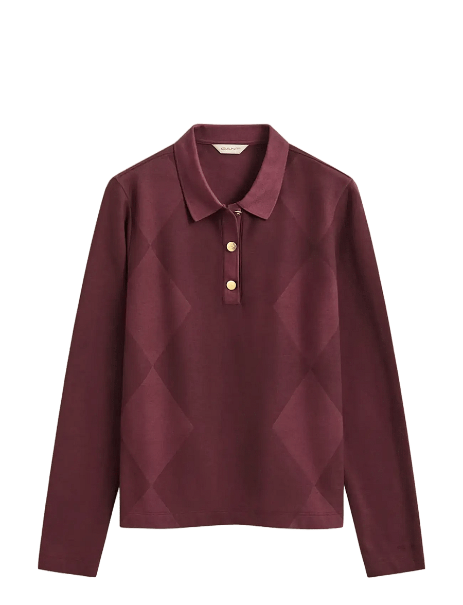 Gant - REG ARGYLE LS PIQUE POLO - poloer - darkened wine - 1