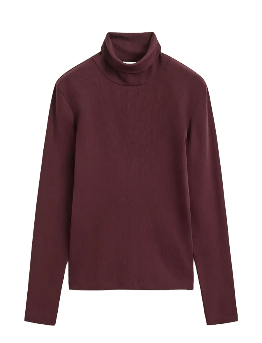 Gant - SLIM RIBBED LS TURTLENECK - turtlenecks - darkened wine - 0