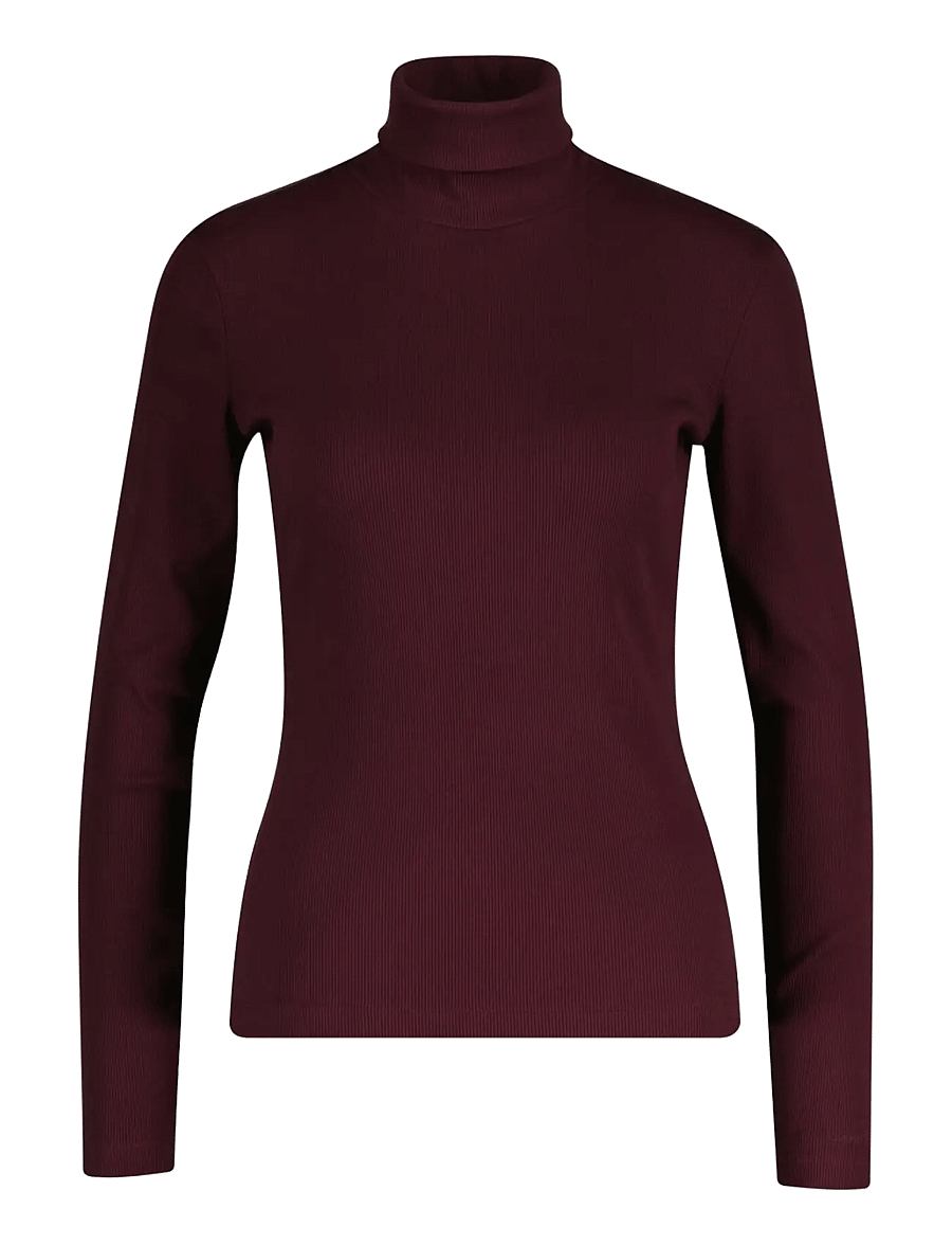 Gant - SLIM RIBBED LS TURTLENECK - turtlenecks - darkened wine - 0