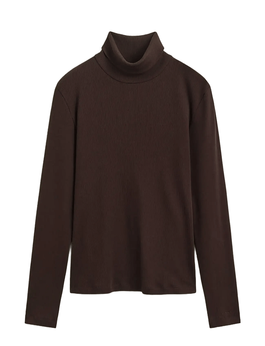 Gant - SLIM RIBBED LS TURTLENECK - turtlenecks - deep brown - 1