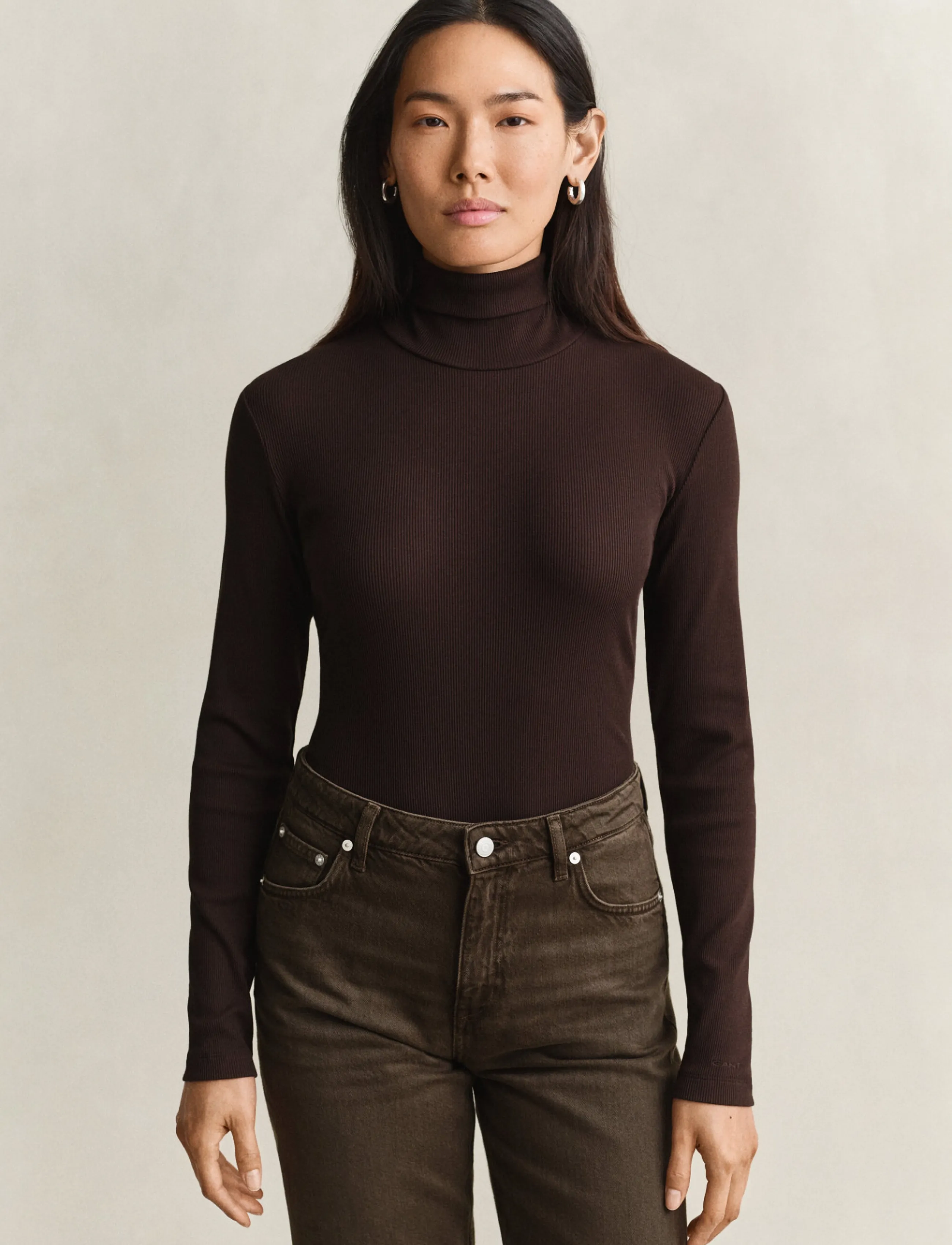 Slim Ribbed Ls Turtleneck