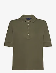 GANT - DETAIL COLLAR SS POLO PIQUE - polo shirts - hunter green - 0