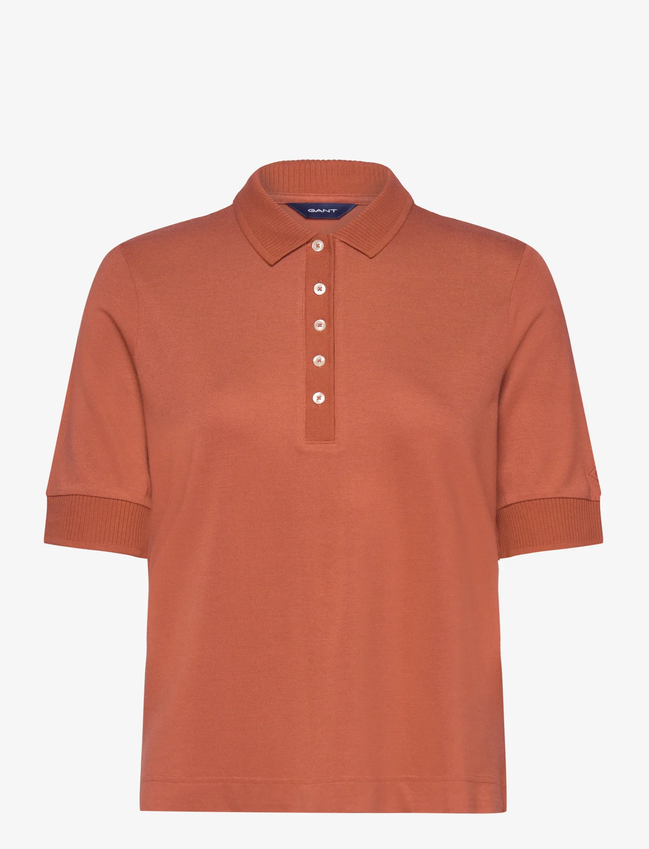 GANT - DETAIL COLLAR SS POLO PIQUE - polo shirts - light copper - 0