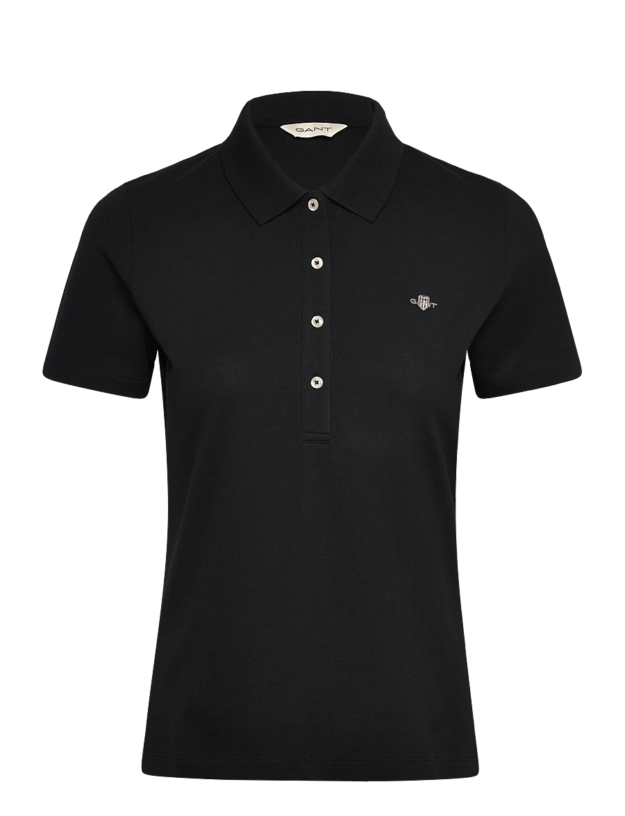 Gant - SLIM SHIELD SS PIQUE POLO - poloshirts - black - 0