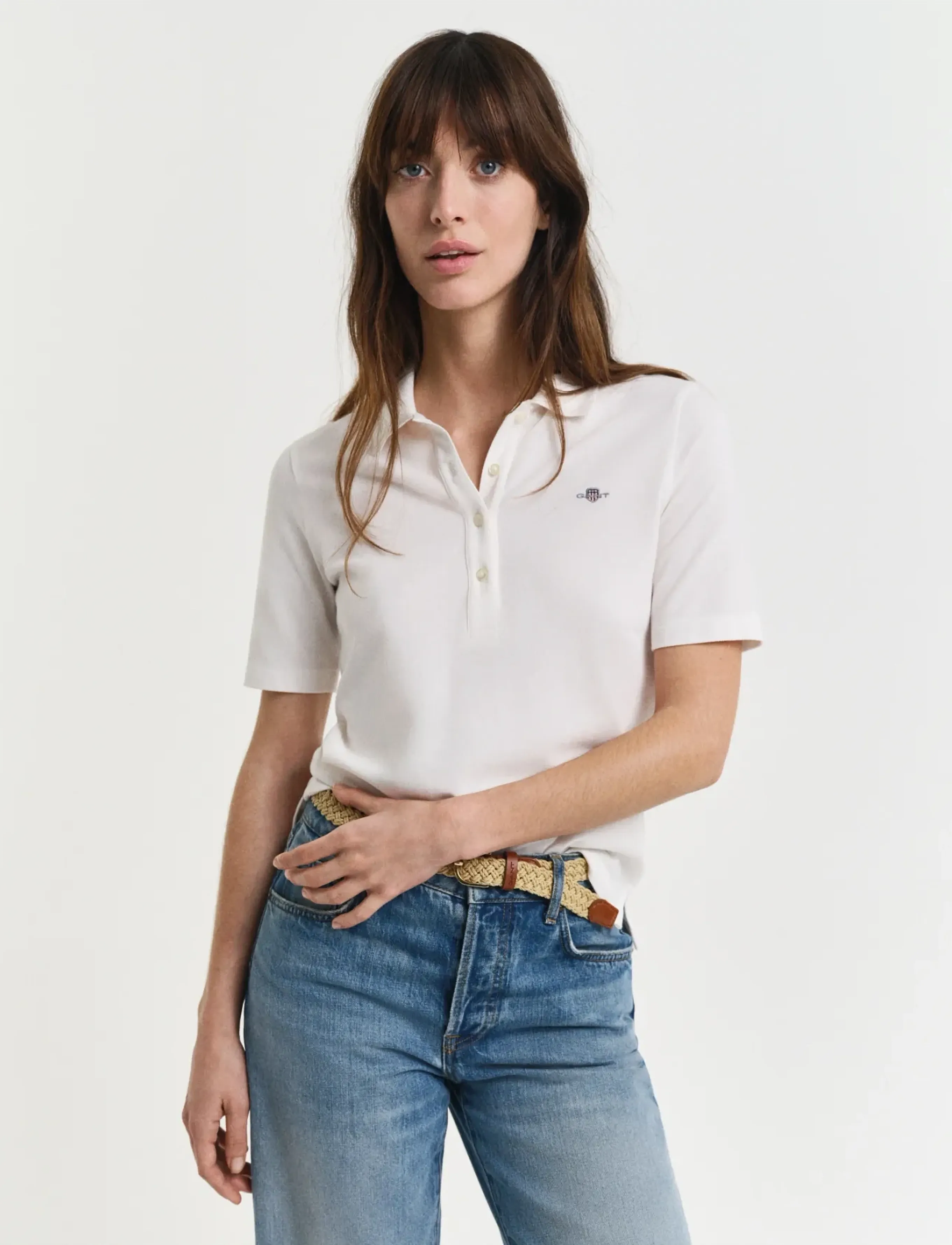 GANT SLIM SHIELD SS PIQUE POLO - Polosärgid - EGGSHELL / white