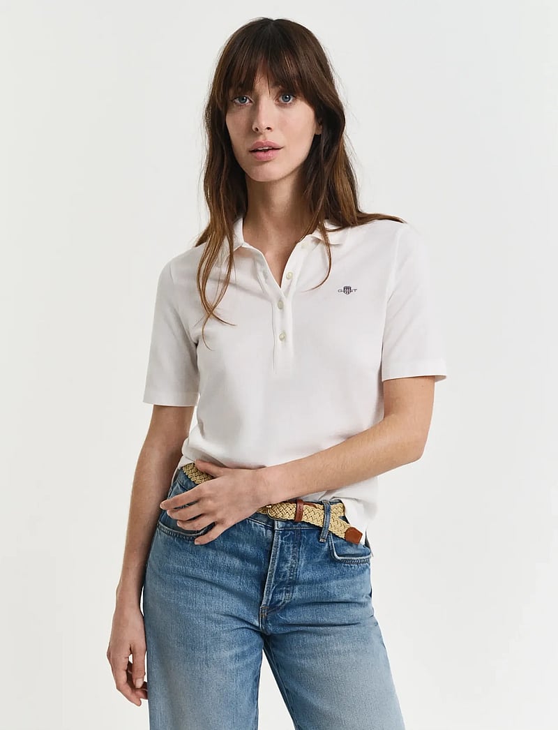 GANT - SLIM SHIELD SS PIQUE POLO - pikéer - eggshell - 0