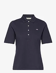 GANT - SLIM SHIELD SS PIQUE POLO - poloshirts - evening blue - 1