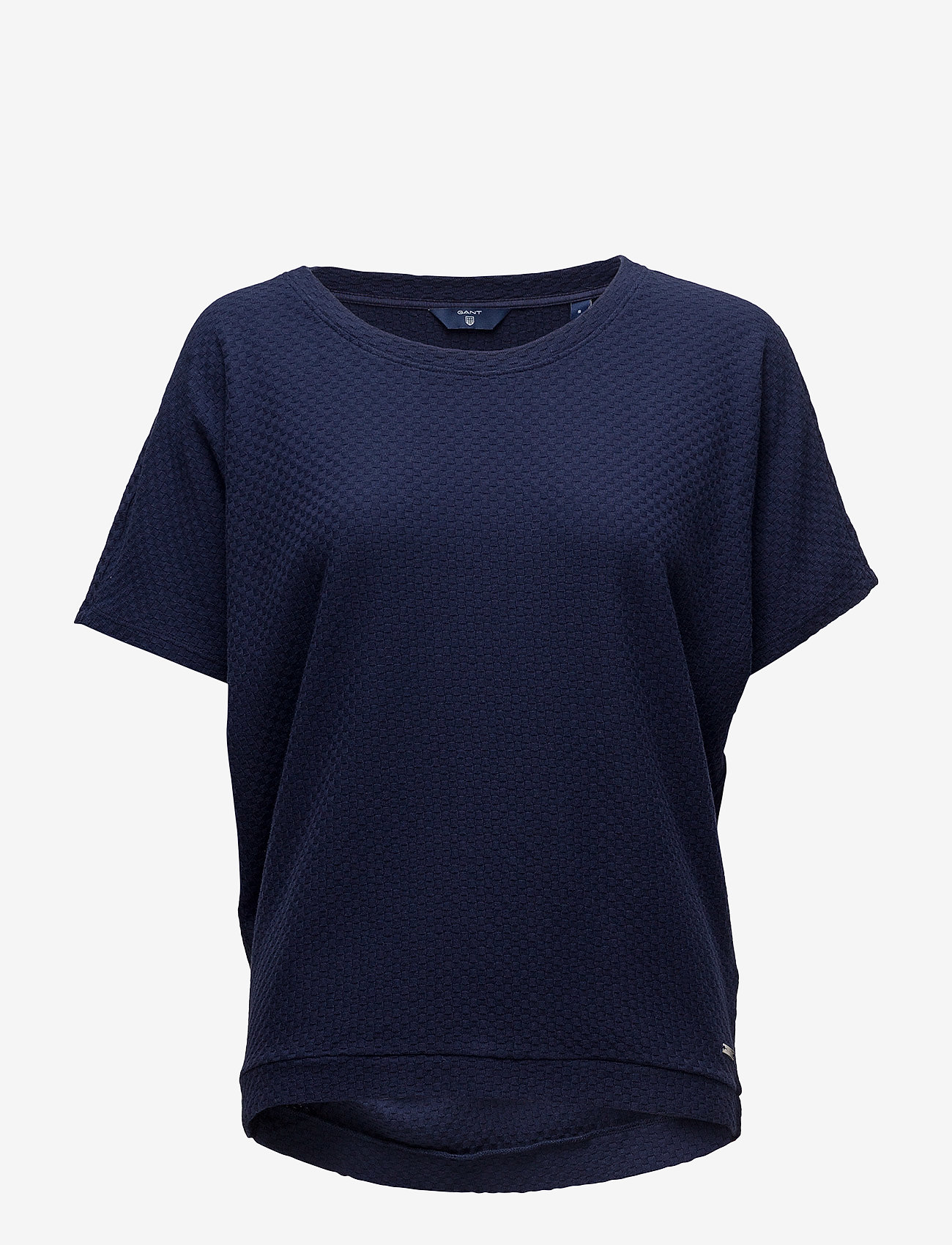 GANT - O1. SMALL SQUARE PATTERN C-NECK TOP - evening blue - 0