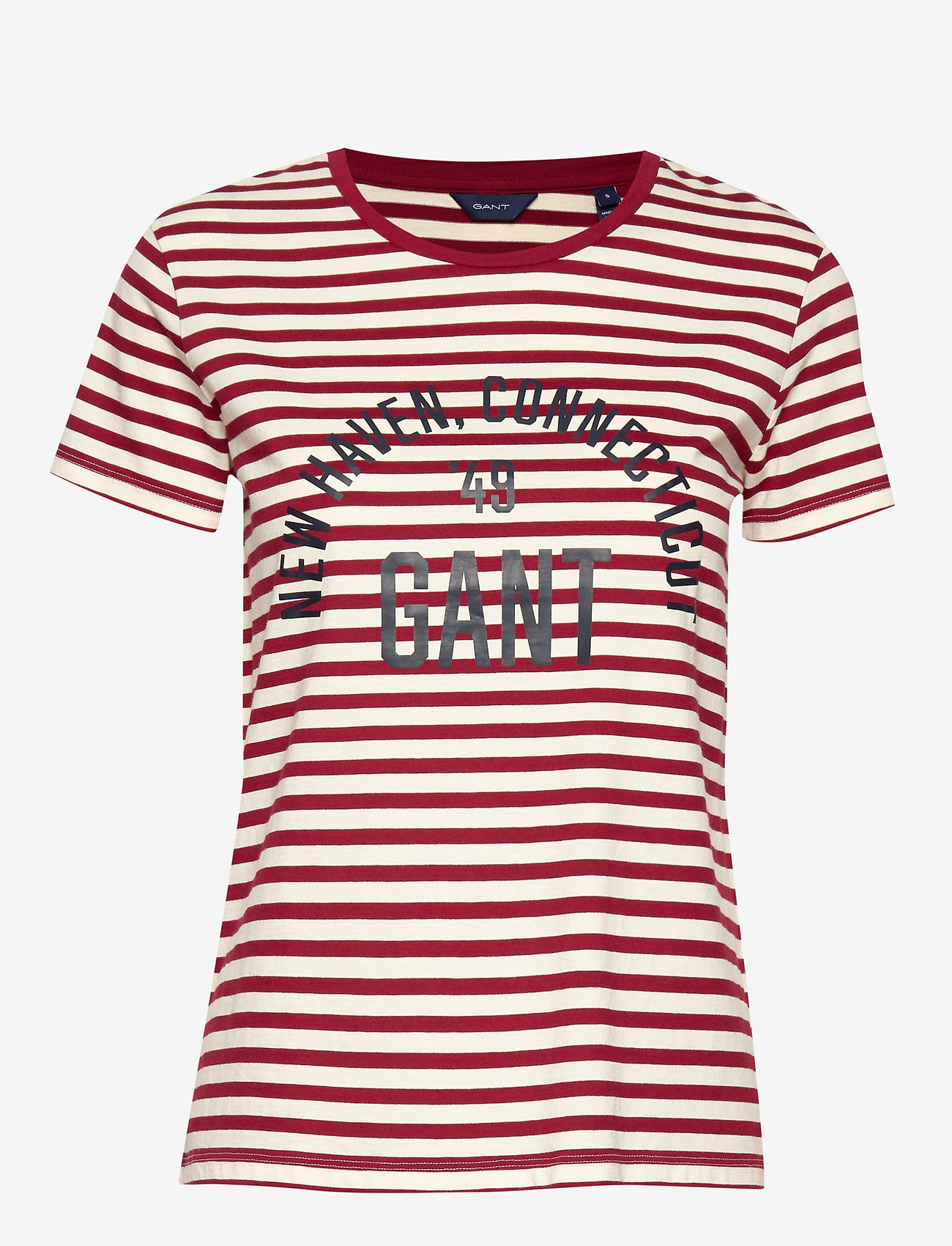 GANT - D1. STRIPE GRAPHIC SS T-SHIRT - mahogny red - 0