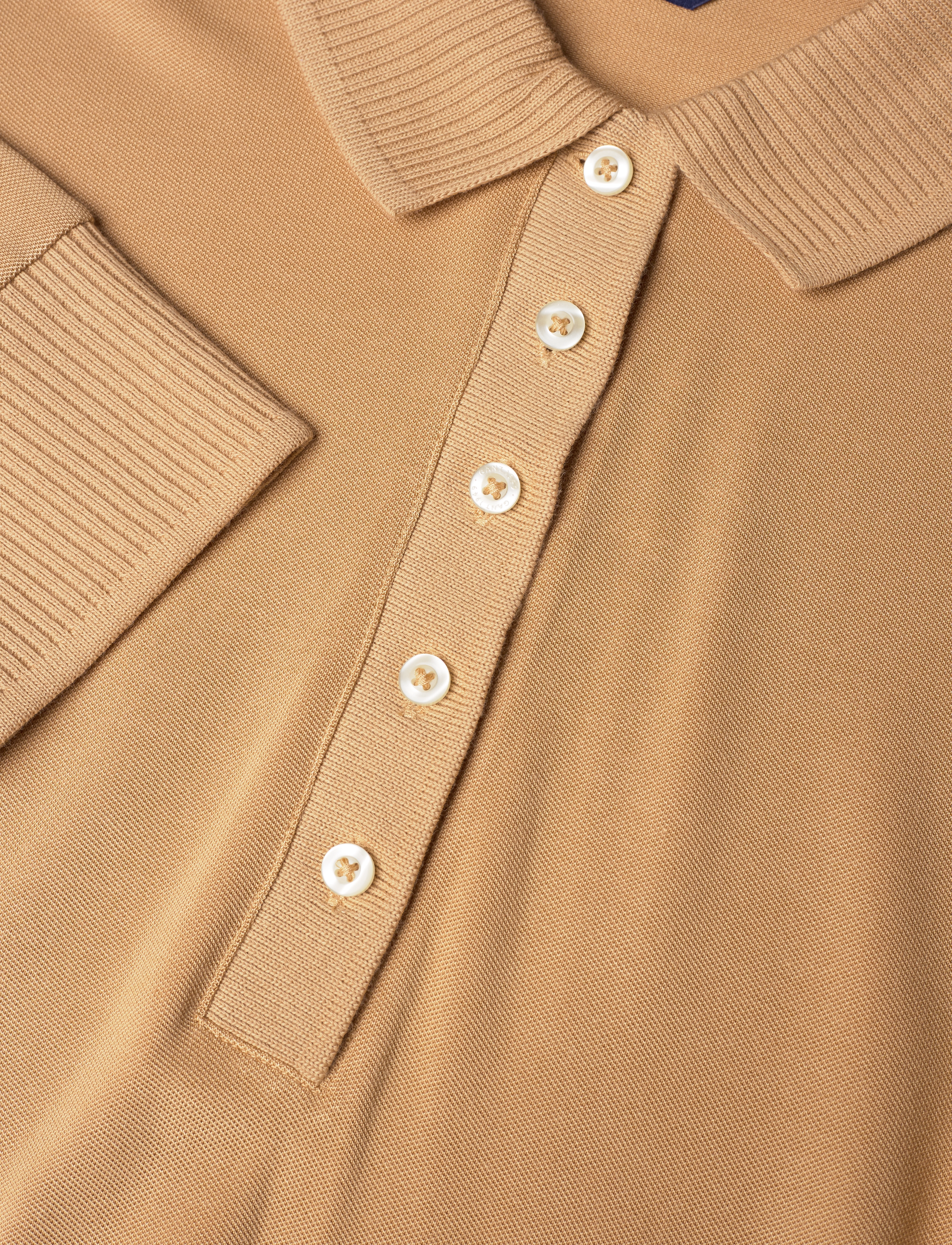 GANT - D1. DETAIL COLLAR LS POLO PIQUE - toffee beige - 2
