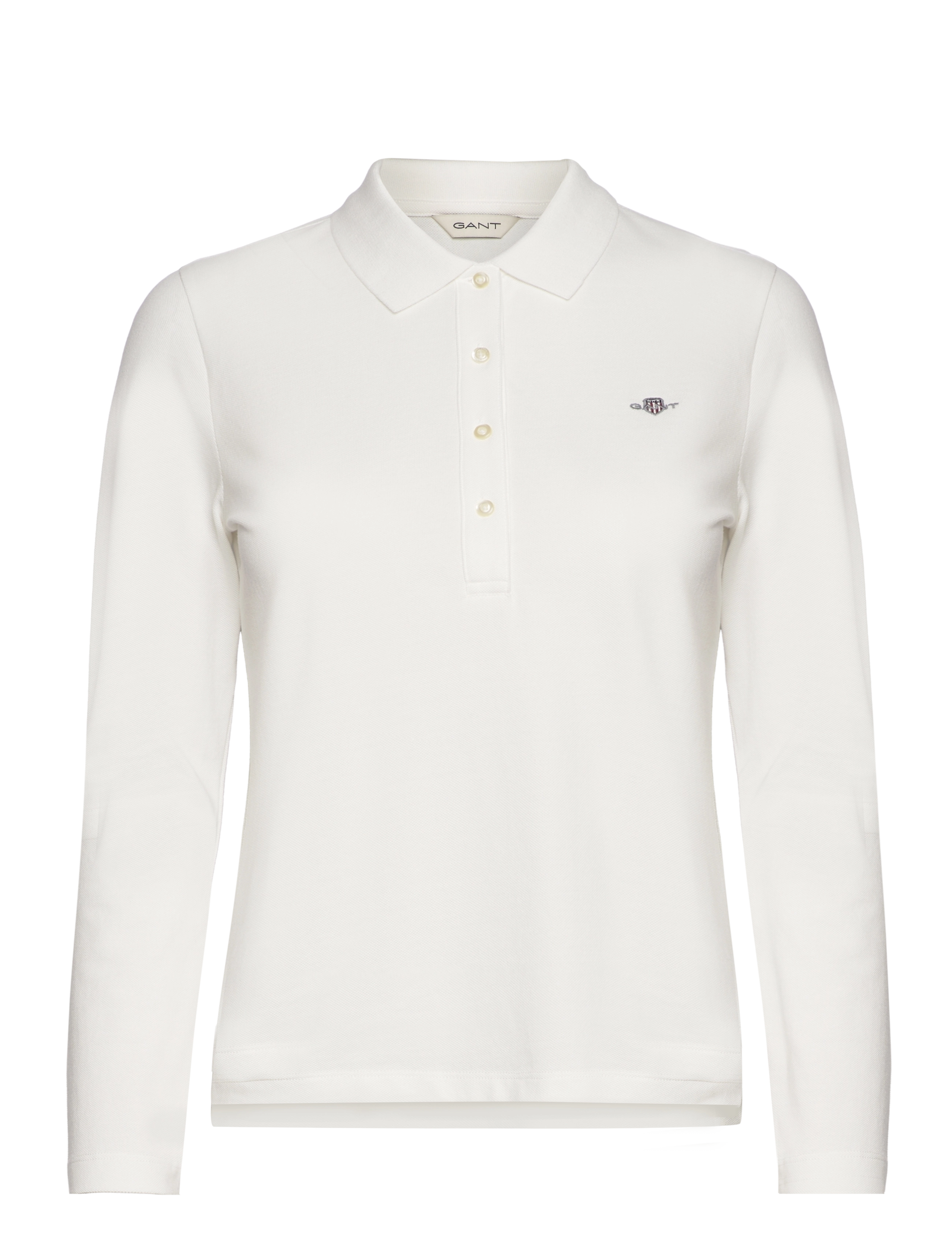 GANT SLIM SHIELD LS PIQUE POLO - Poloshirts - EGGSHELL / white