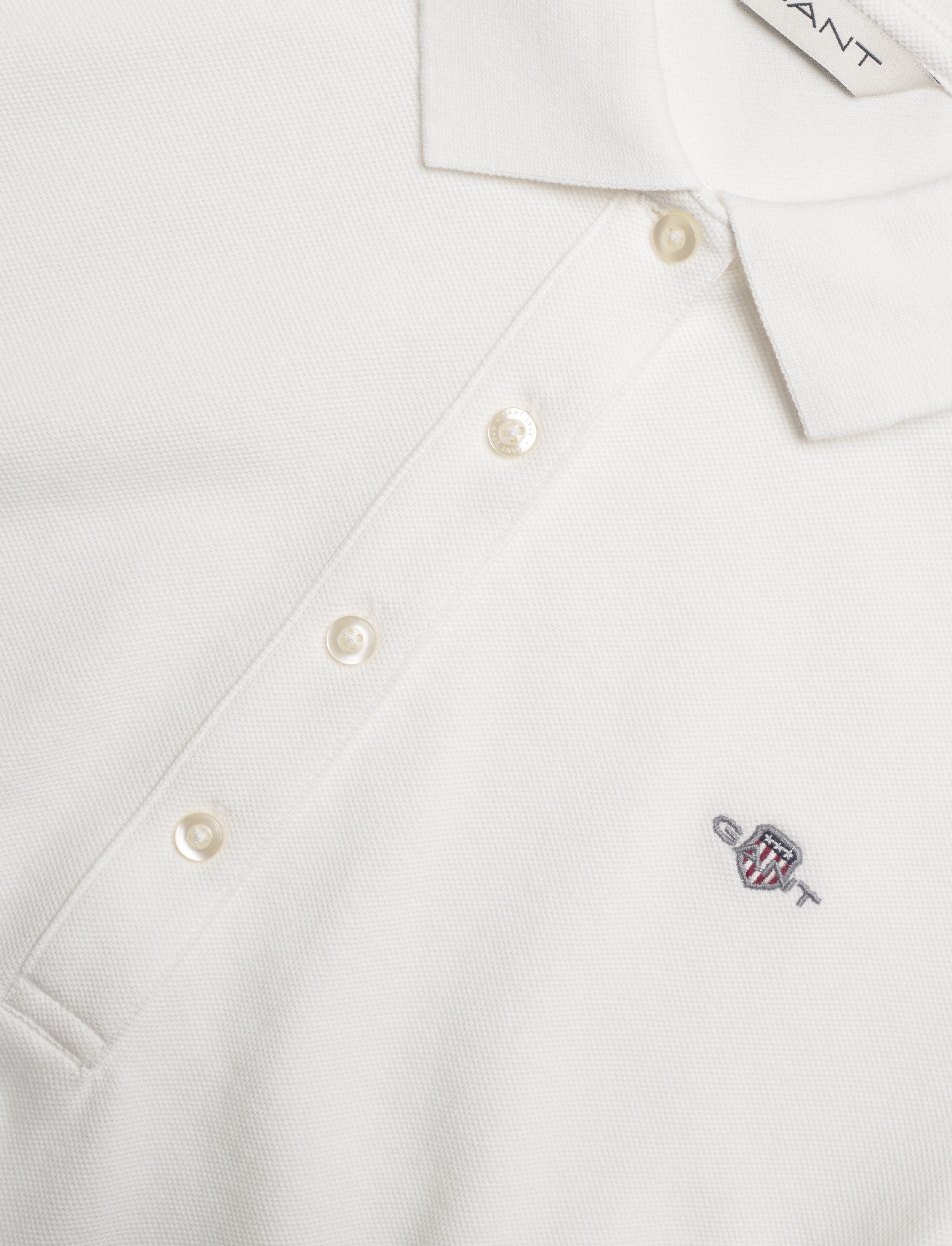Gant - SLIM SHIELD LS PIQUE POLO - polosärgid - eggshell - 2