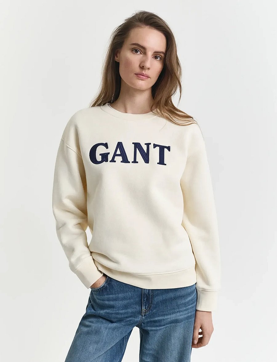 Gant - GRAPHIC C-NECK SWEAT - sweatshirts - cream - 4