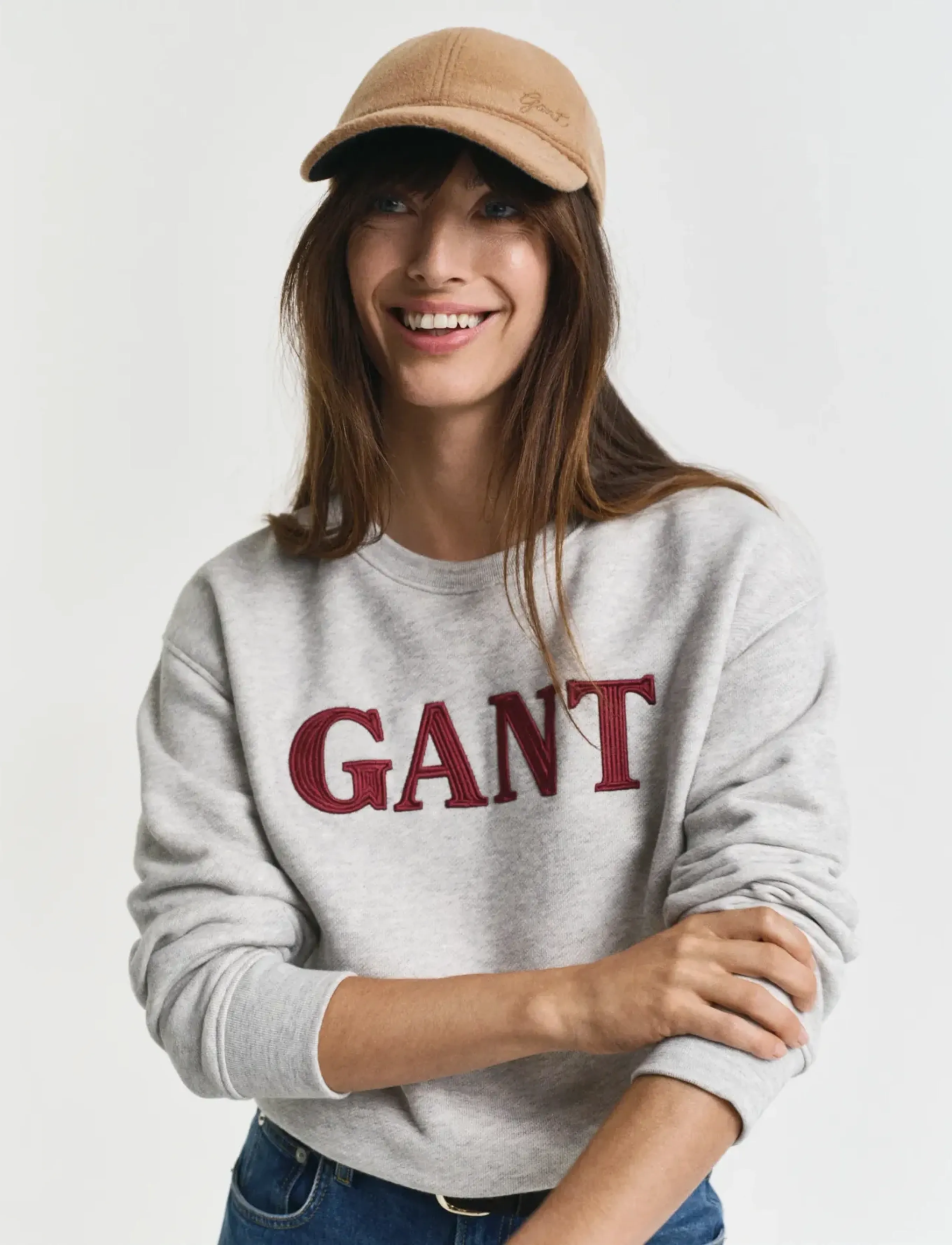 Gant - GRAPHIC C-NECK SWEAT - sweatshirts & hættetrøjer - light grey melange - 0