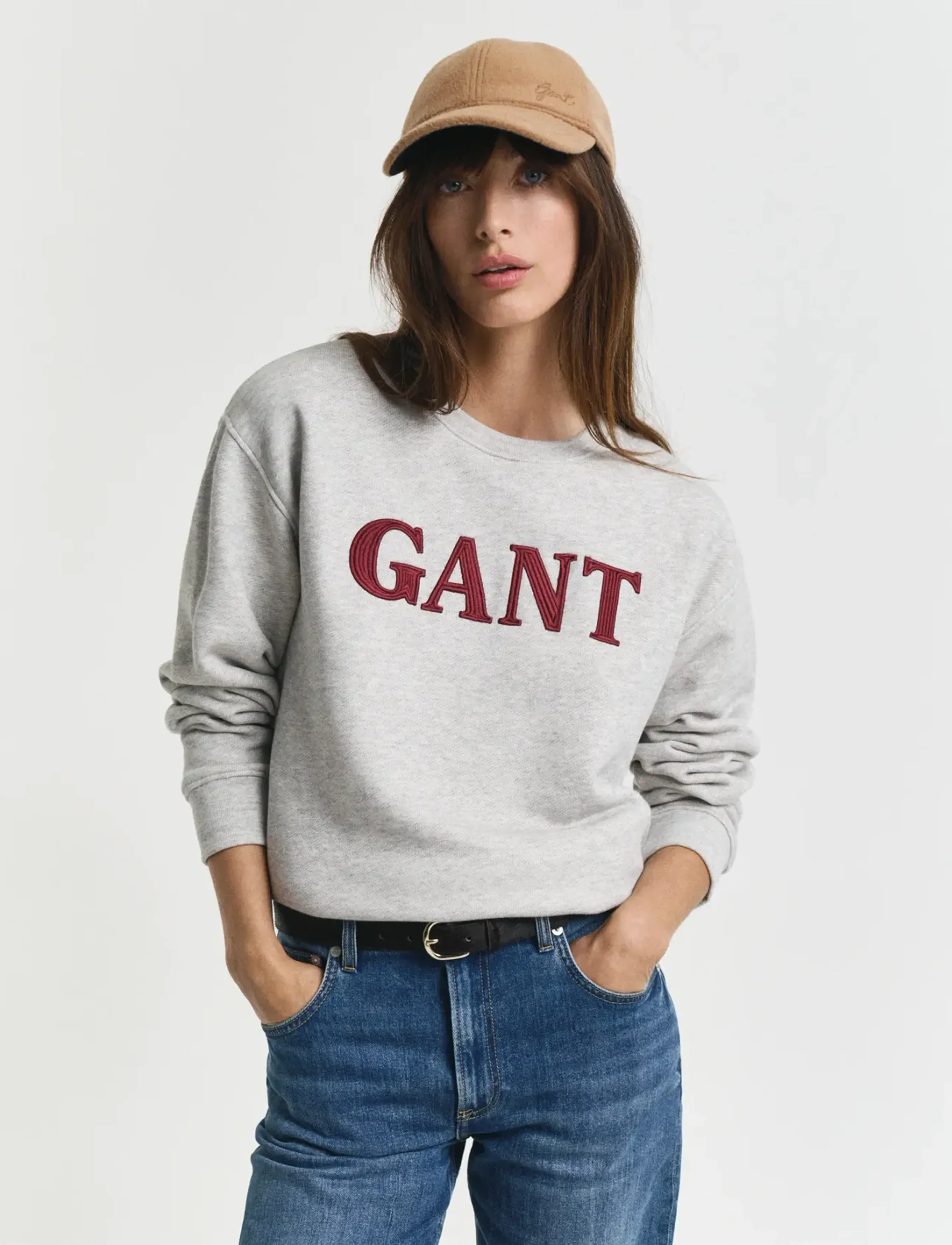 Gant - GRAPHIC C-NECK SWEAT - sweatshirts & hættetrøjer - light grey melange - 4