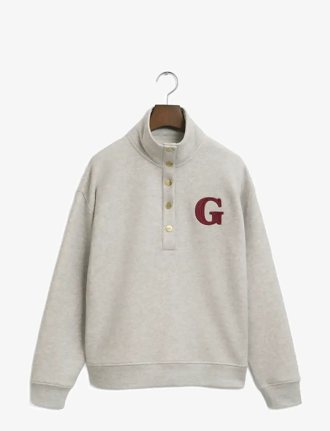 GANT - G BADGE HALF BUTTON UP SWEAT - light grey melange - 1