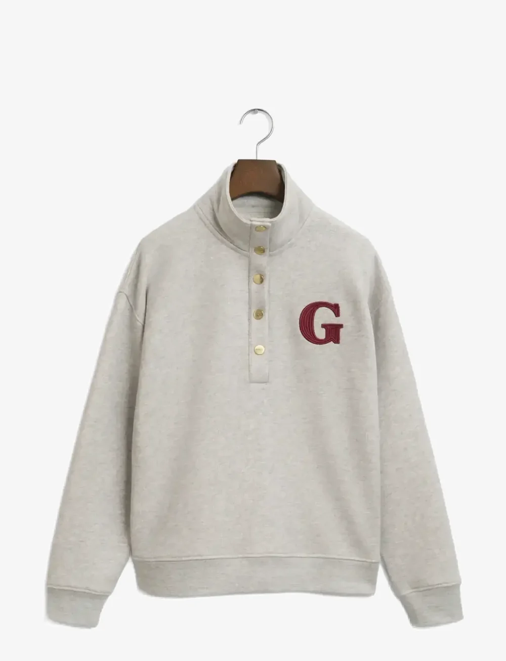 GANT - G BADGE HALF BUTTON UP SWEAT - mode trends - light grey melange - 1