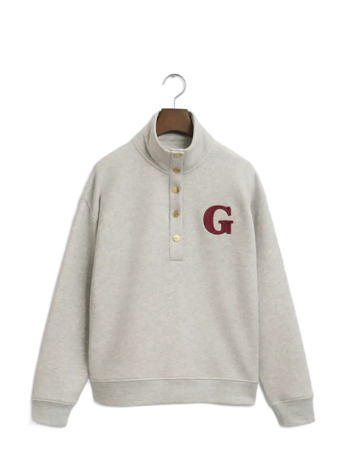 Gant G BADGE HALF BUTTON UP SWEAT - Tøj - LIGHT GREY MELANGE / grey