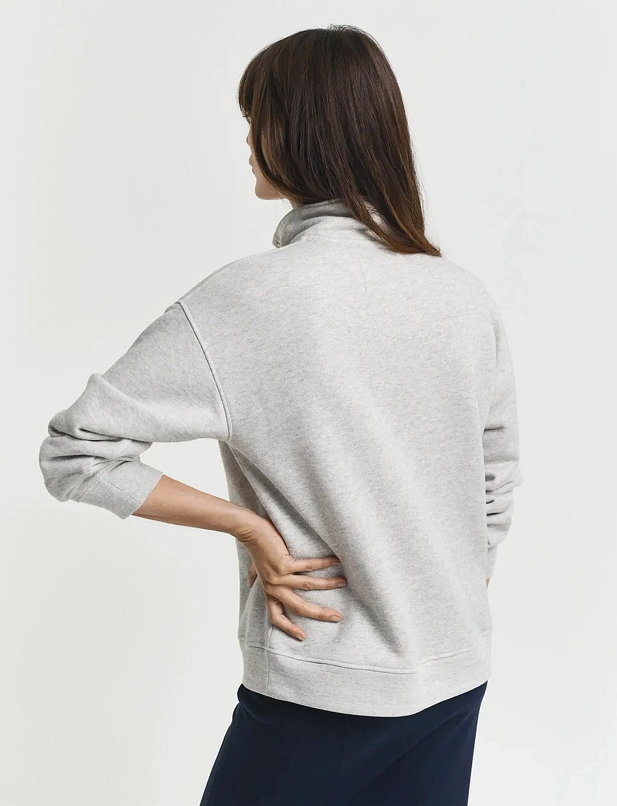 Gant - G BADGE HALF BUTTON UP SWEAT - modetrender - light grey melange - 2