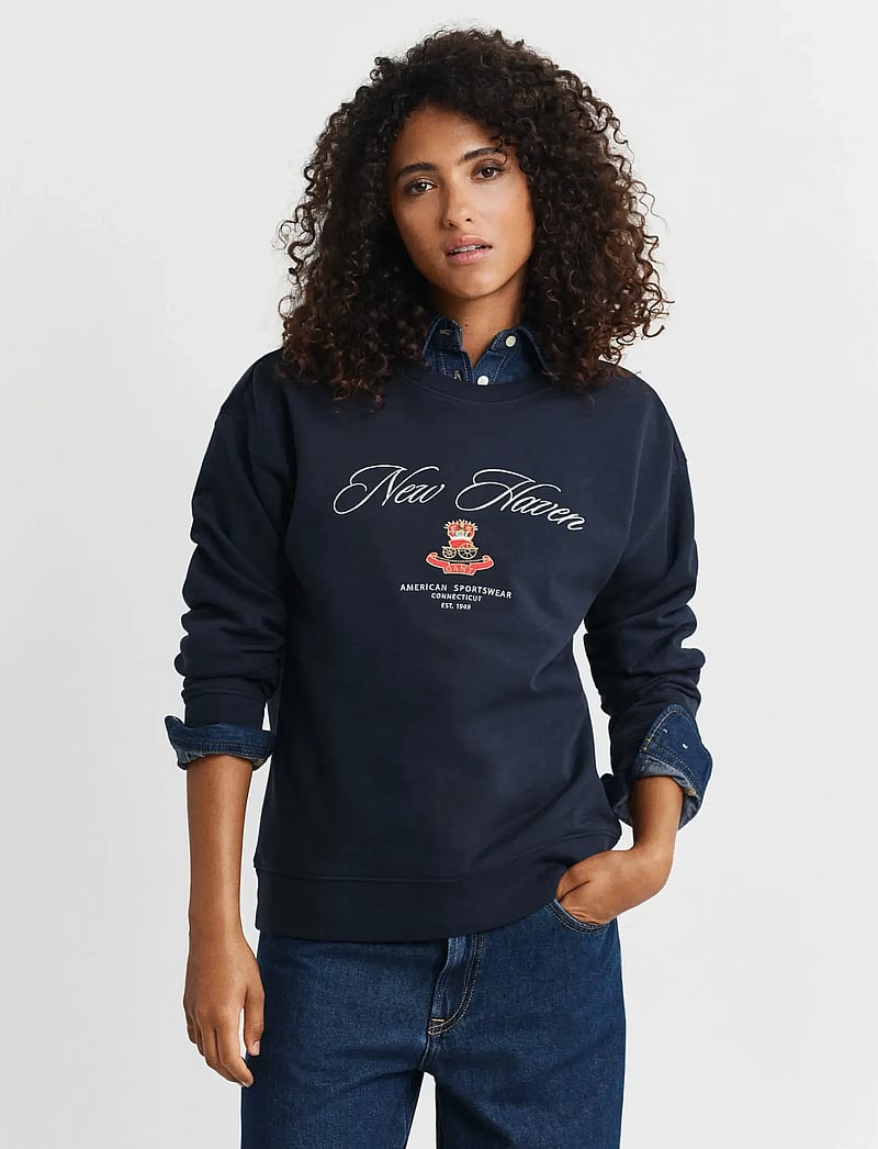 GANT - CREST C-NECK SWEAT - modetrender - evening blue - 0