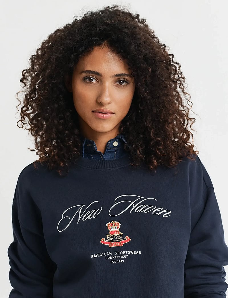 GANT - CREST C-NECK SWEAT - modetrender - evening blue - 3