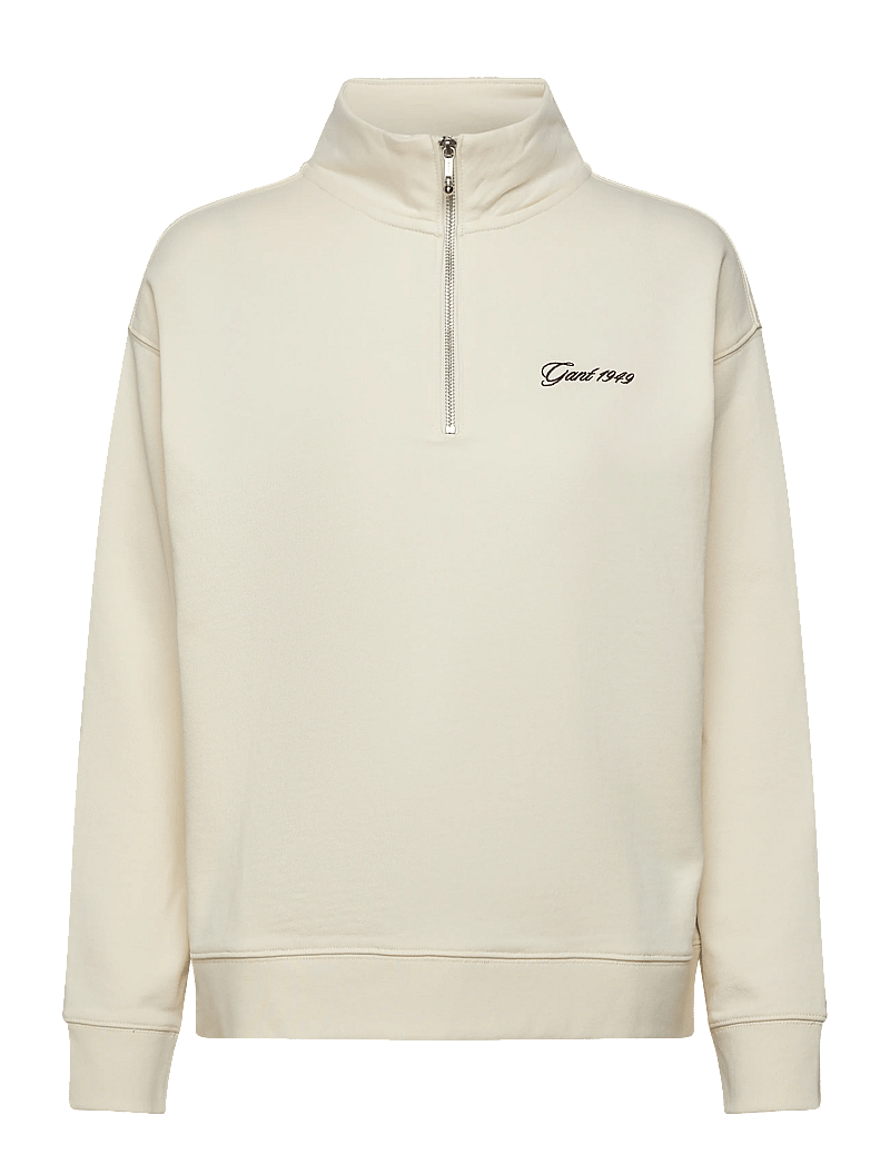 GANT - SCRIPT HALF ZIP SWEAT - mode trends - cream - 0