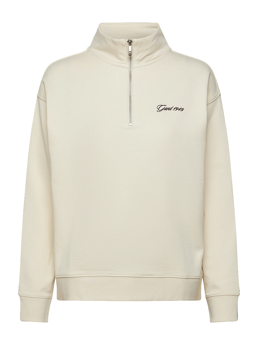 Gant - SCRIPT HALF ZIP SWEAT - modetrender - cream - 0