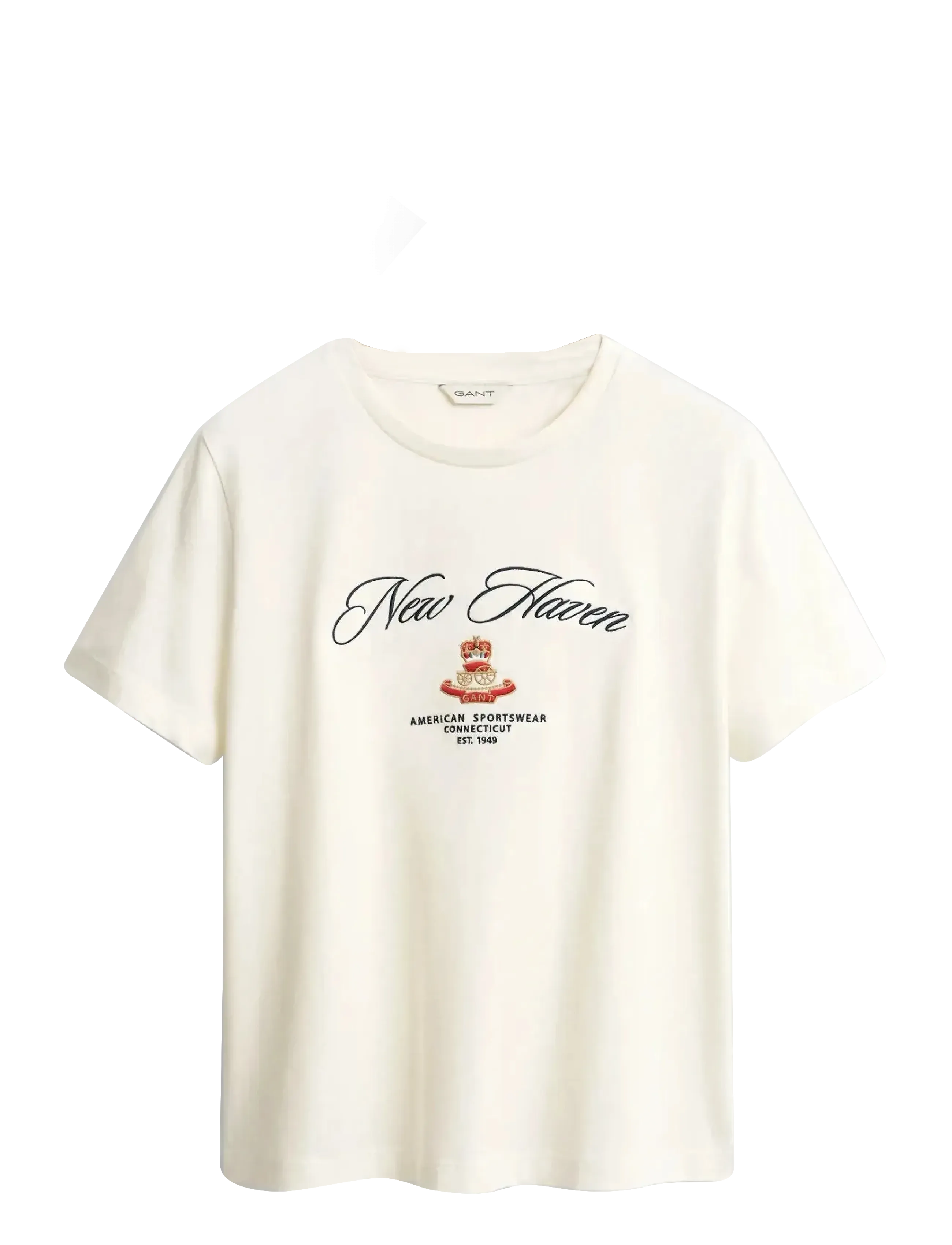 Gant - REG COTTON CREST SS T-SHIRT - t-särgid - eggshell - 1
