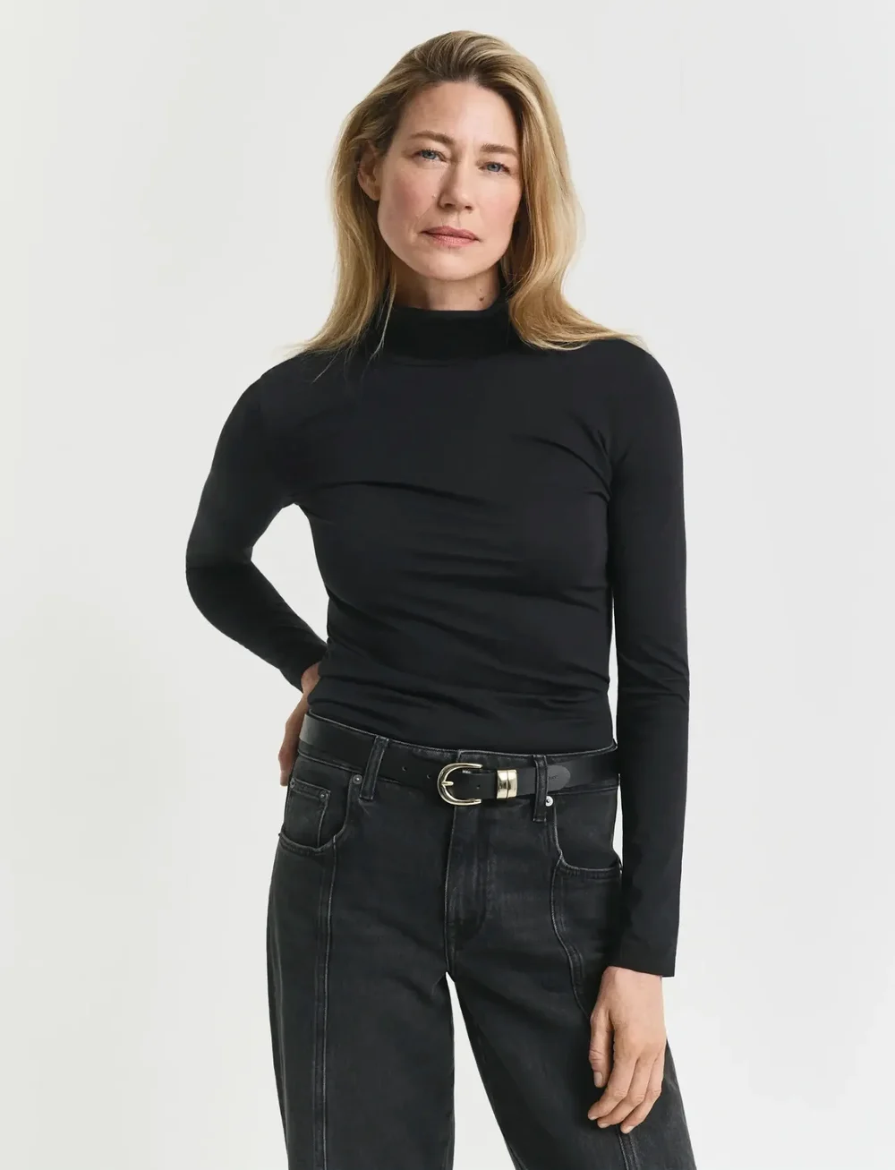 GANT - LIGHT COTTON LS TURTLENECK - polotröjor - black - 0