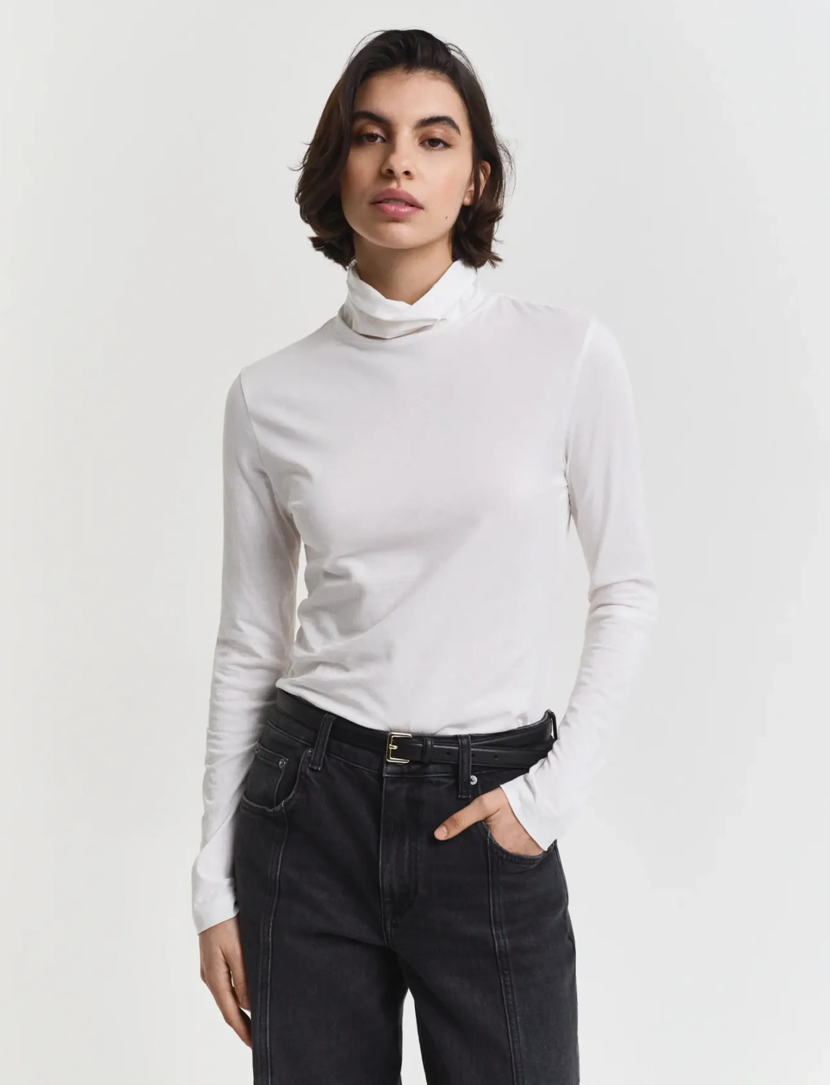 Gant - LIGHT COTTON LS TURTLENECK - turtlenecks - eggshell - 0
