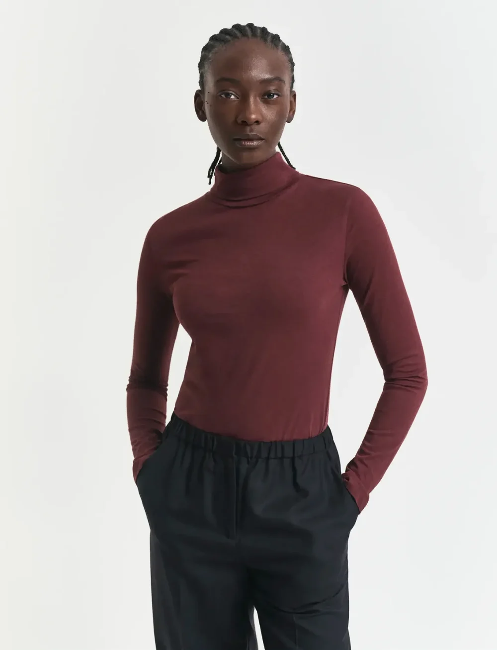 GANT - LIGHT COTTON LS TURTLENECK - rullekraver - plum wine - 0