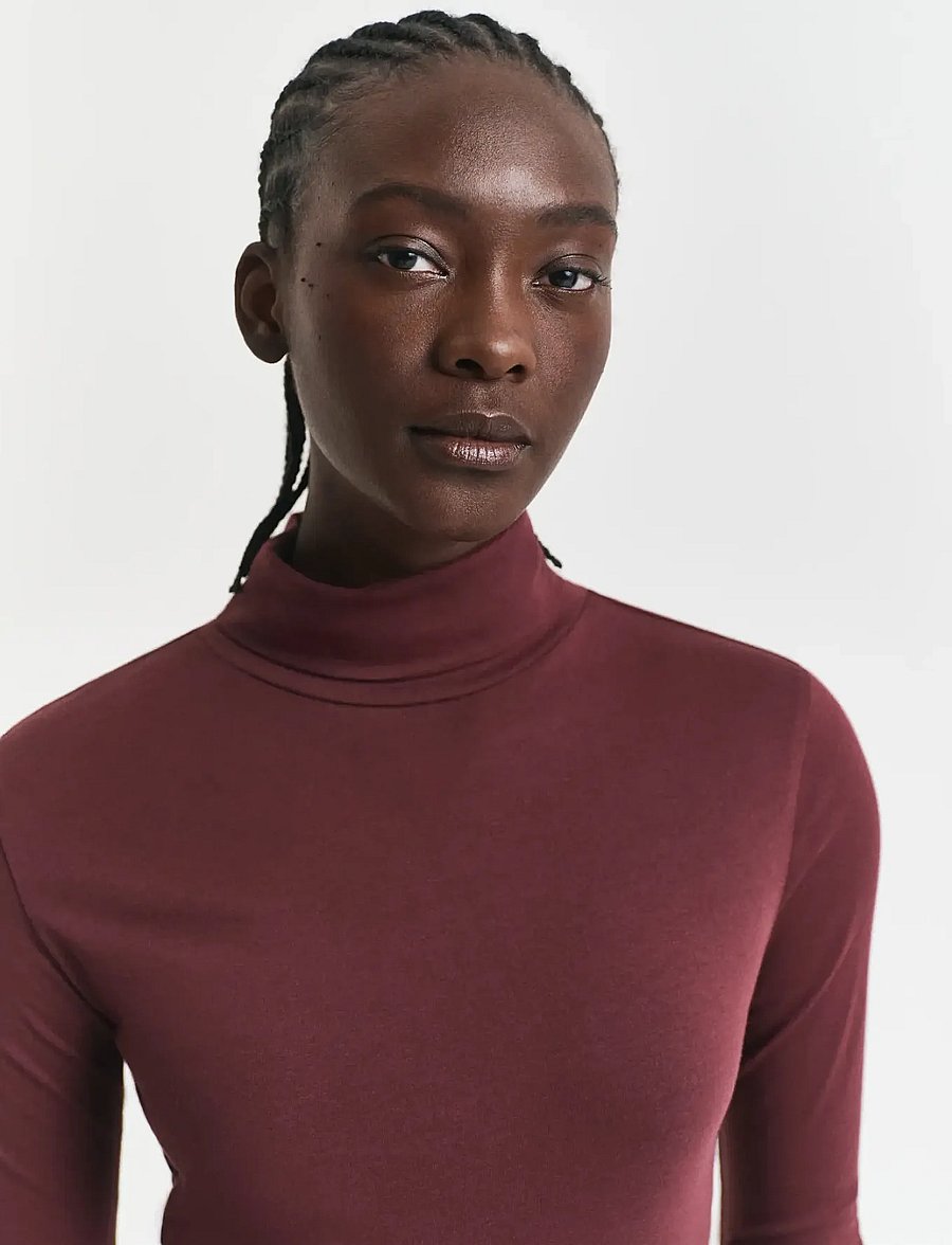Gant - LIGHT COTTON LS TURTLENECK - polotröjor - plum wine - 3