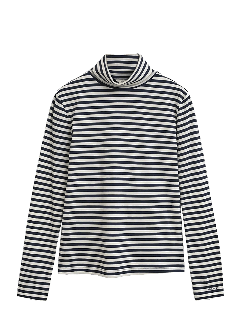 GANT - LIGHT COTTON STRIPED LS TURTLENECK - polotröjor - evening blue - 1