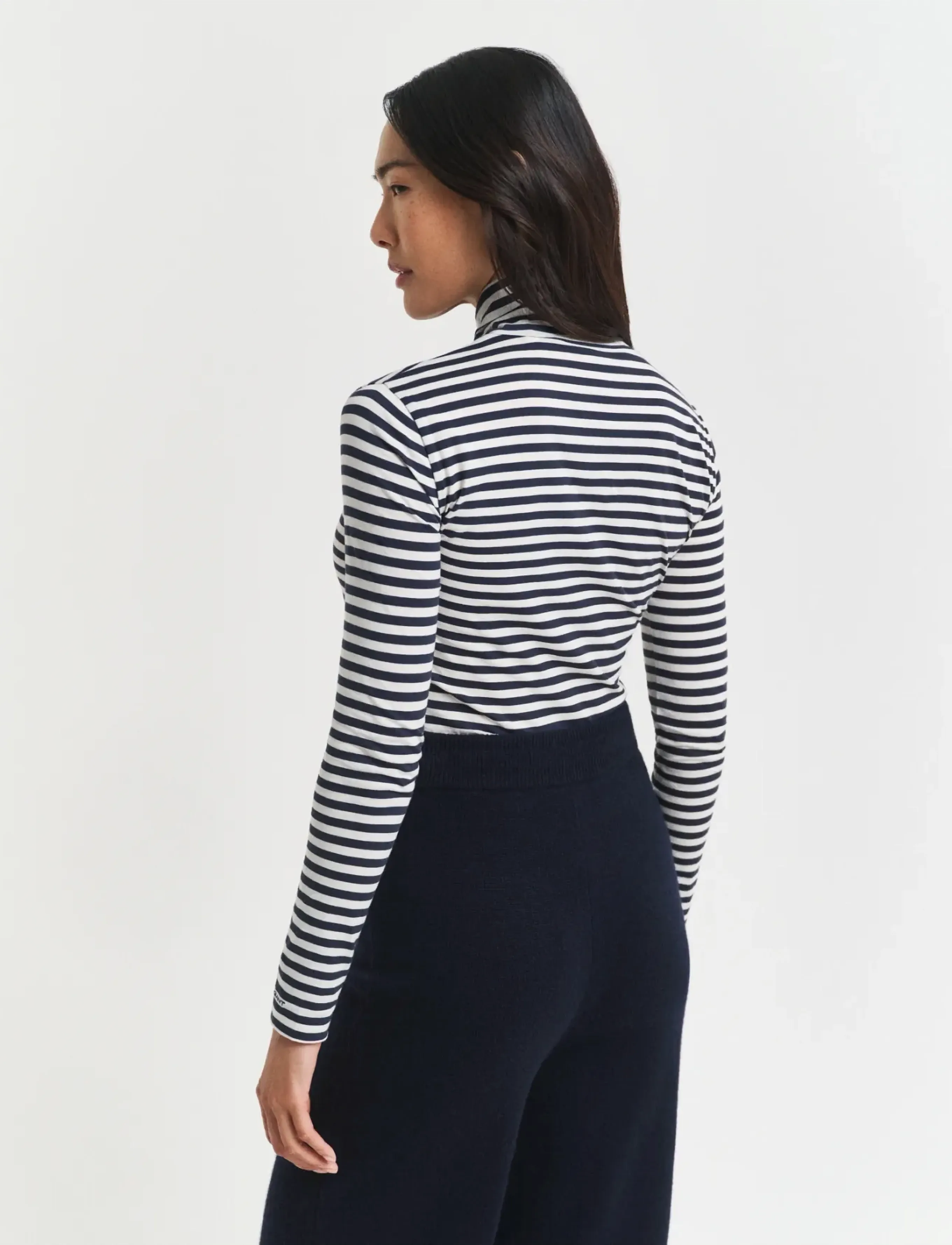 Gant - LIGHT COTTON STRIPED LS TURTLENECK - evening blue - 2