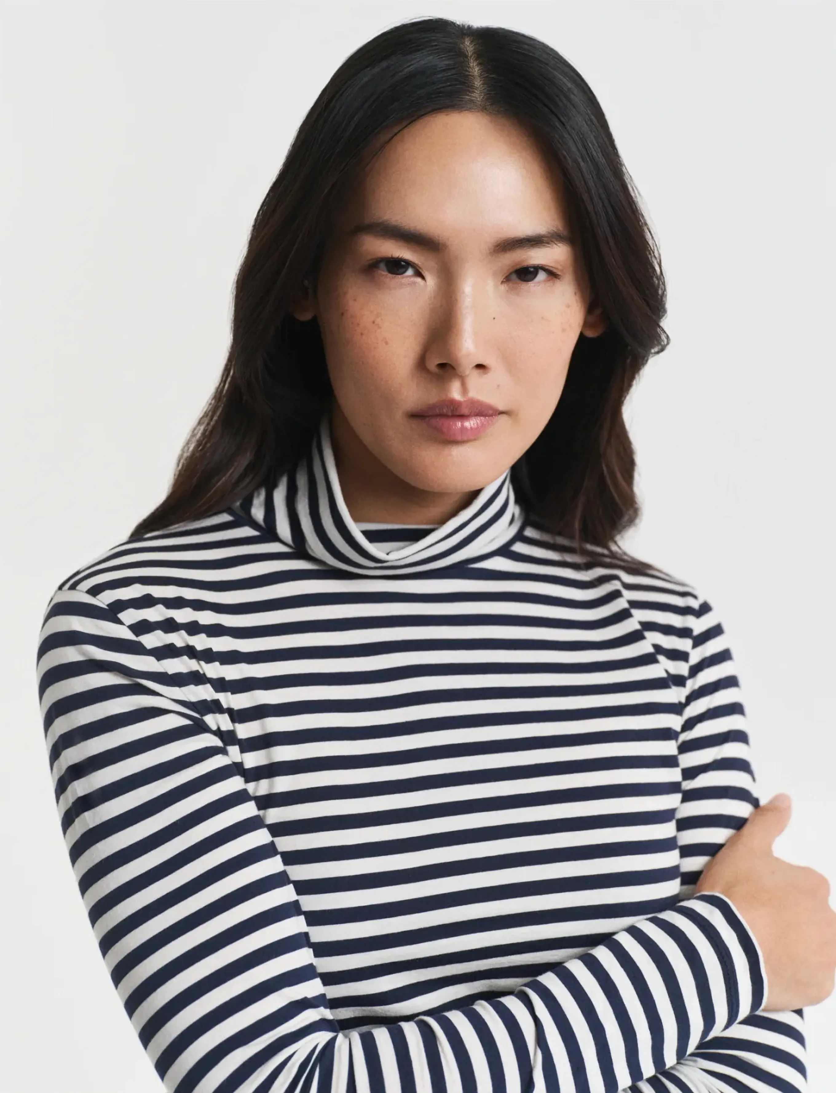Gant - LIGHT COTTON STRIPED LS TURTLENECK - evening blue - 3