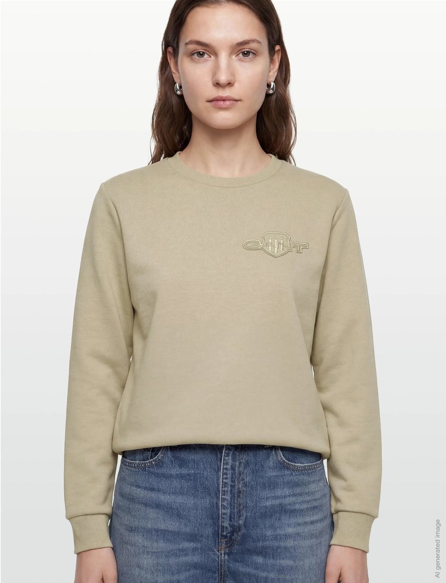 Gant - REG TONAL SHIELD C-NECK SWEAT - sweatshirts - country beige - 3