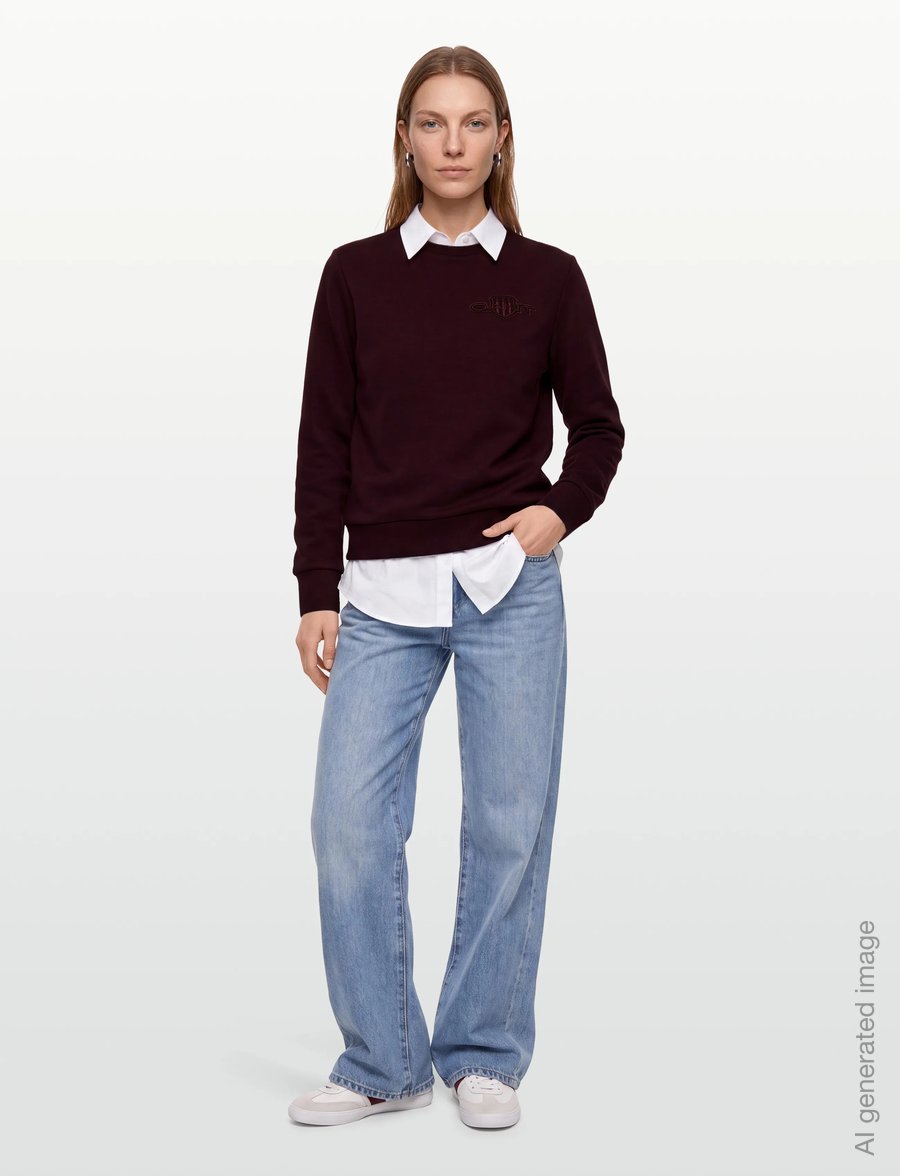 Gant - REG TONAL SHIELD C-NECK SWEAT - fashion trends - darkened wine - 0