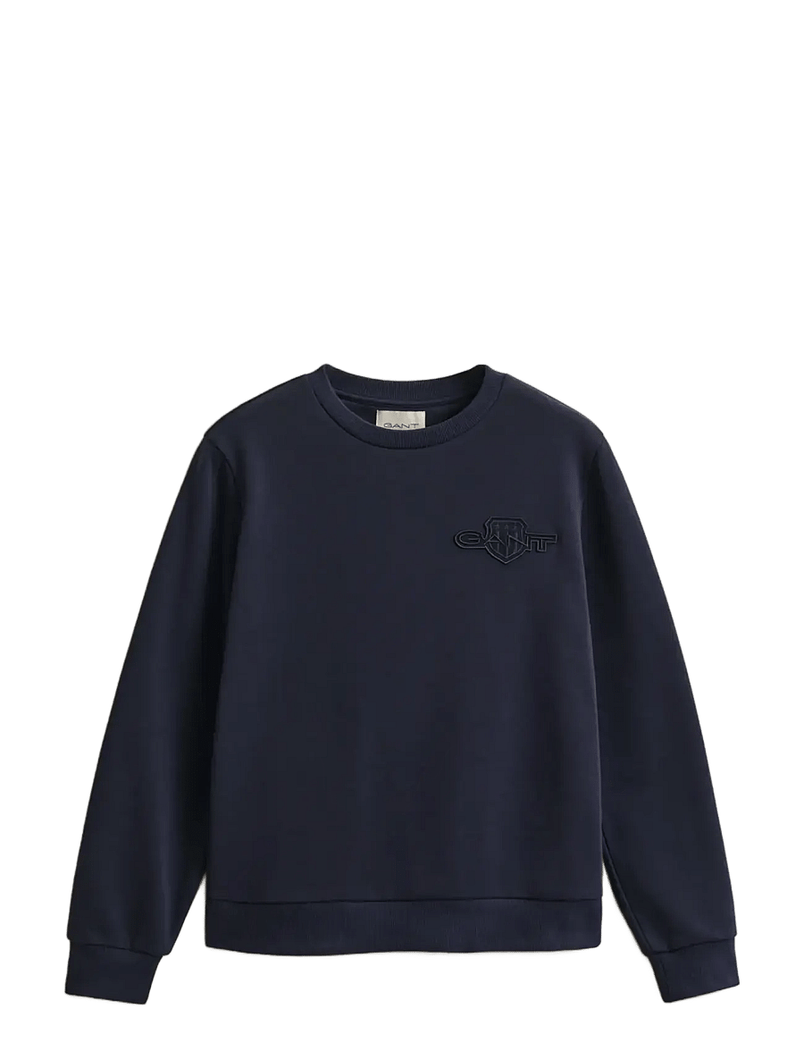 Gant - REG TONAL SHIELD C-NECK SWEAT - sweatshirts - evening blue - 1