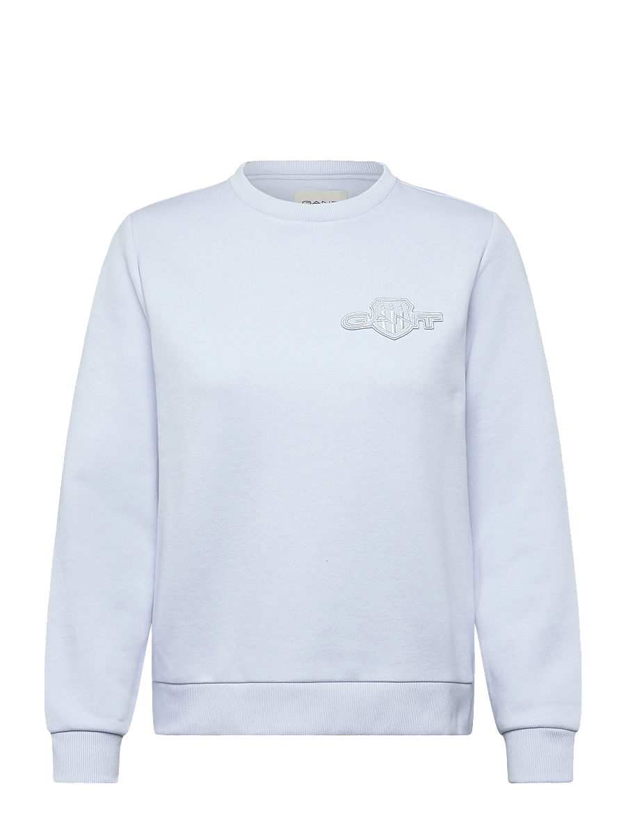 Gant - REG TONAL SHIELD C-NECK SWEAT - sweatshirts - light blue - 1