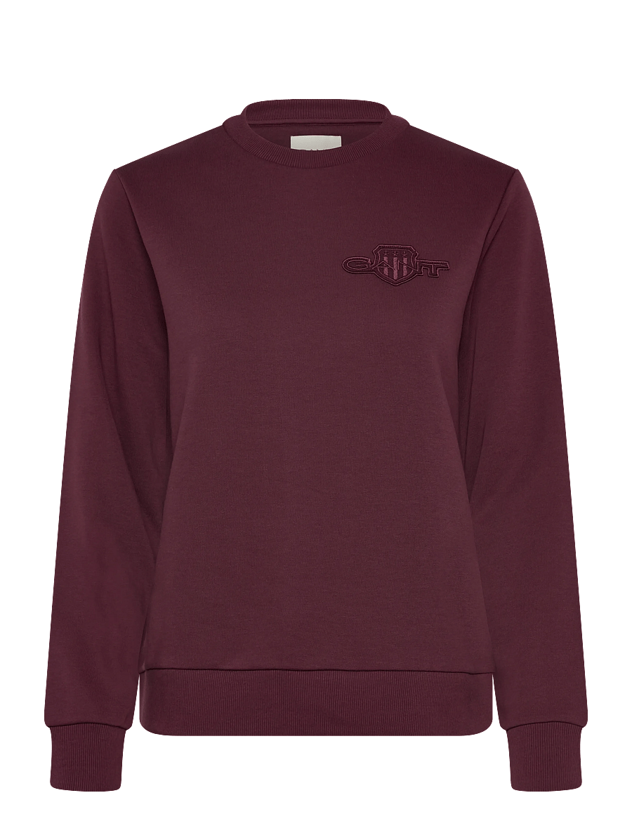 Gant - REG TONAL SHIELD C-NECK SWEAT - sweatshirts - plum wine - 0