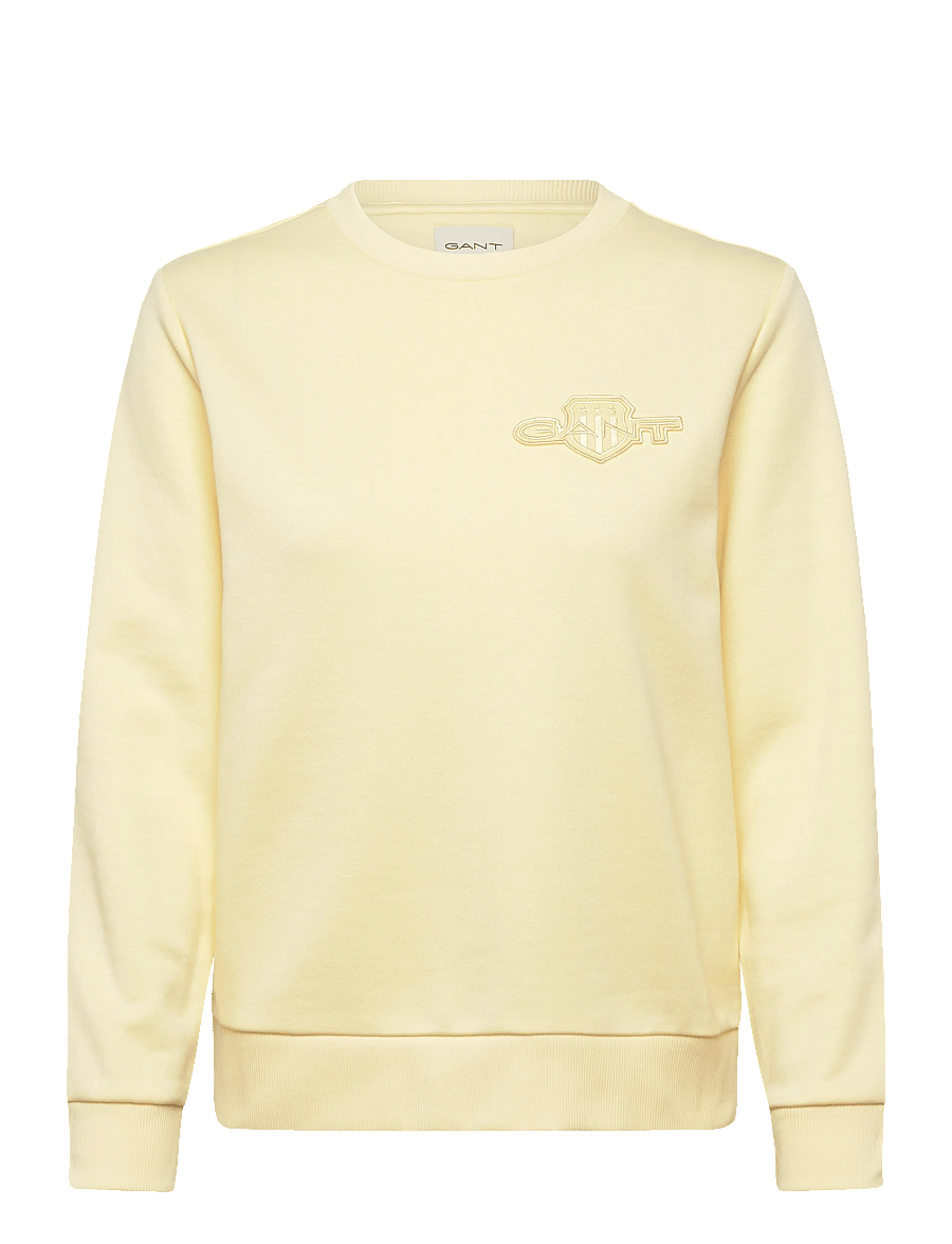 Gant - REG TONAL SHIELD C-NECK SWEAT - sweatshirts - vanilla yellow - 1