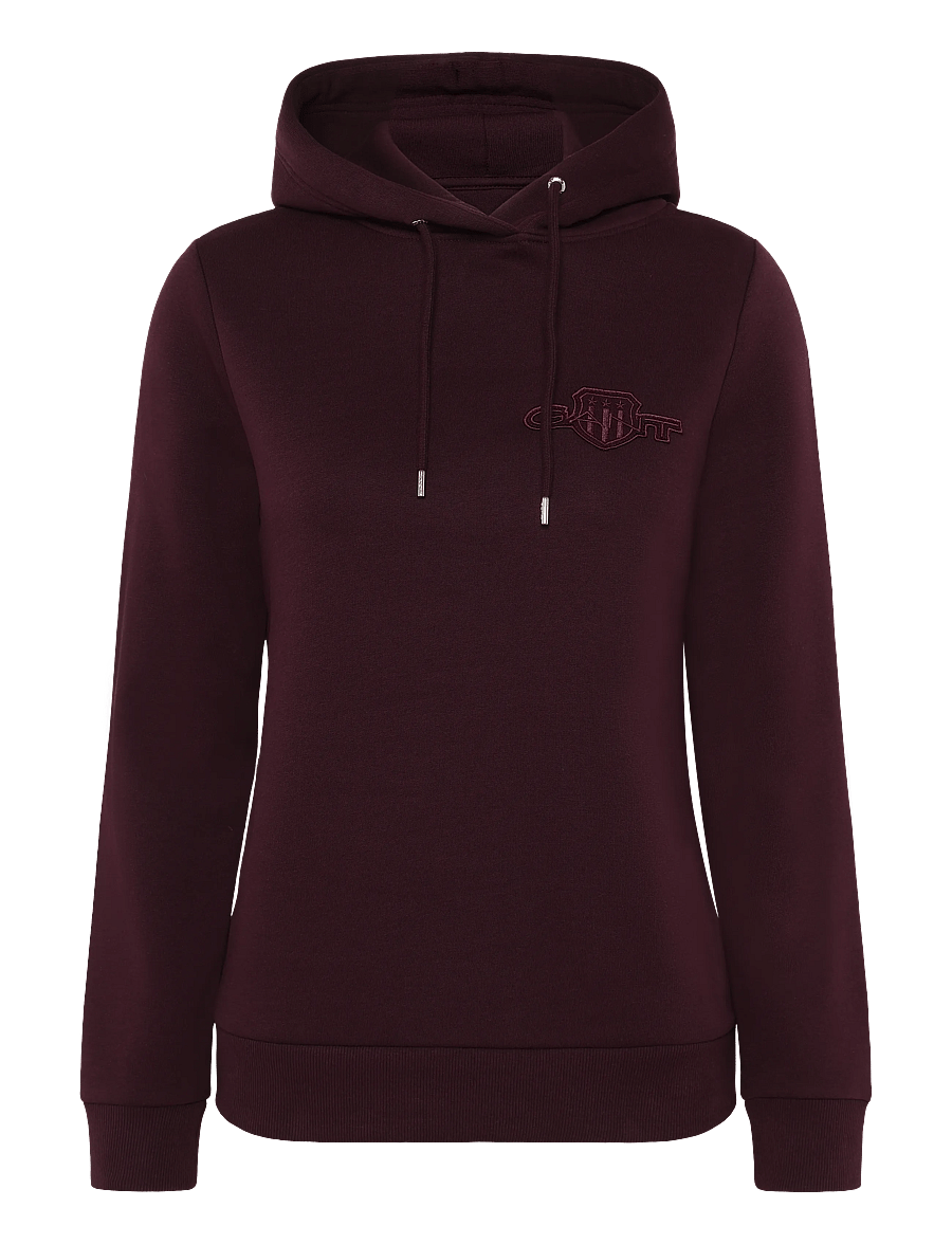 Gant - REG TONAL SHIELD HOODIE - hoodies - darkened wine - 1
