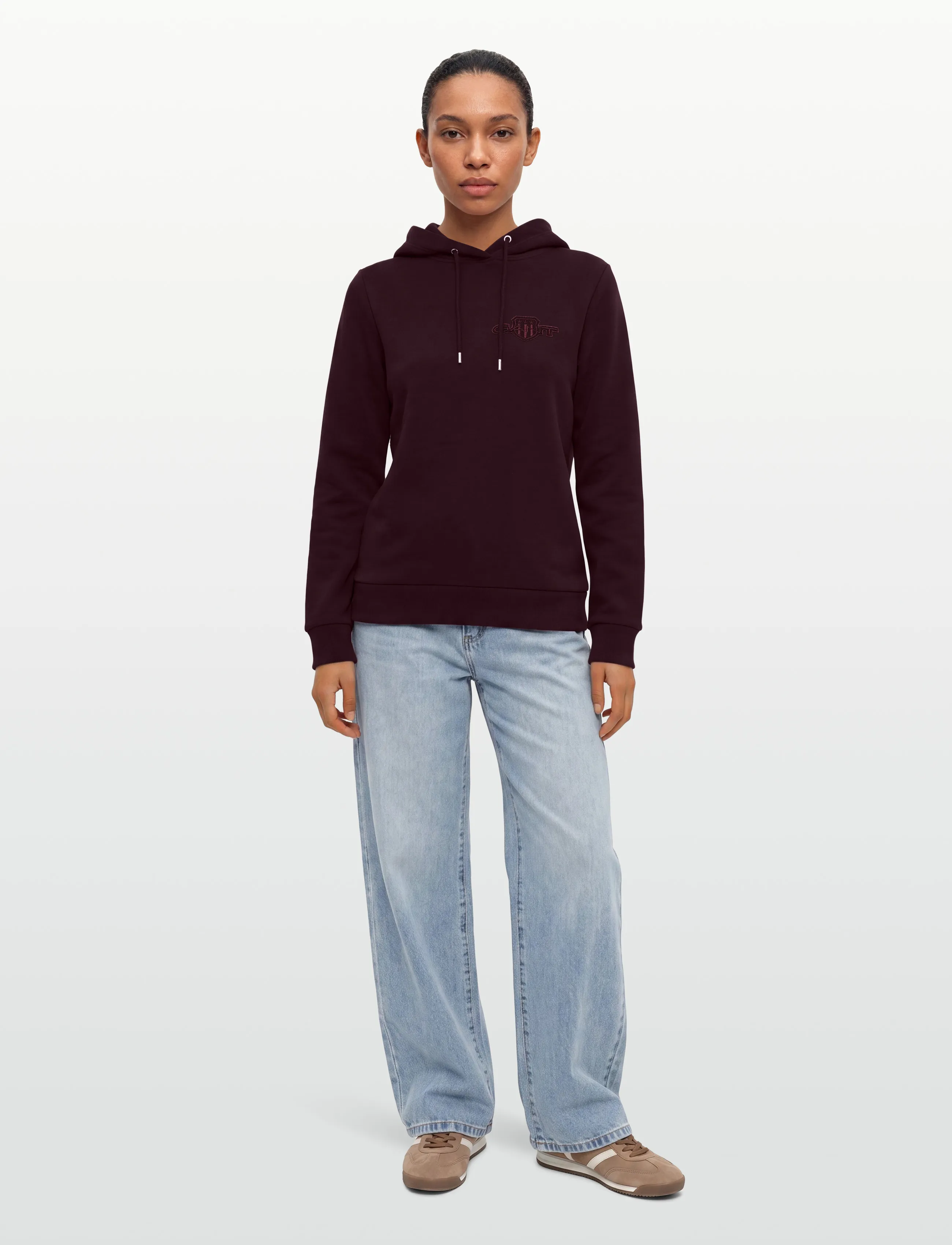Gant - REG TONAL SHIELD HOODIE - hoodies - darkened wine - 0