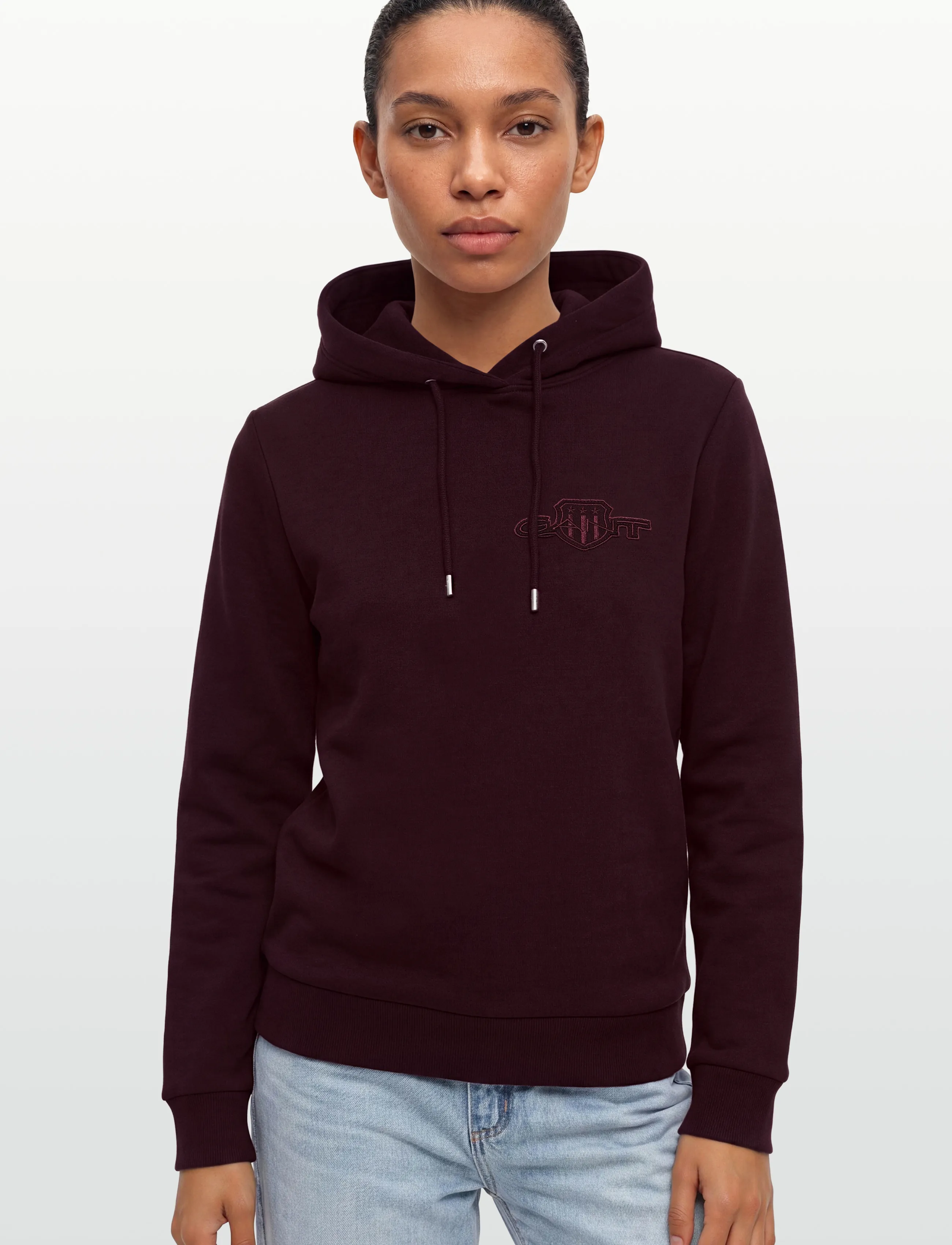 Gant - REG TONAL SHIELD HOODIE - hoodies - darkened wine - 3