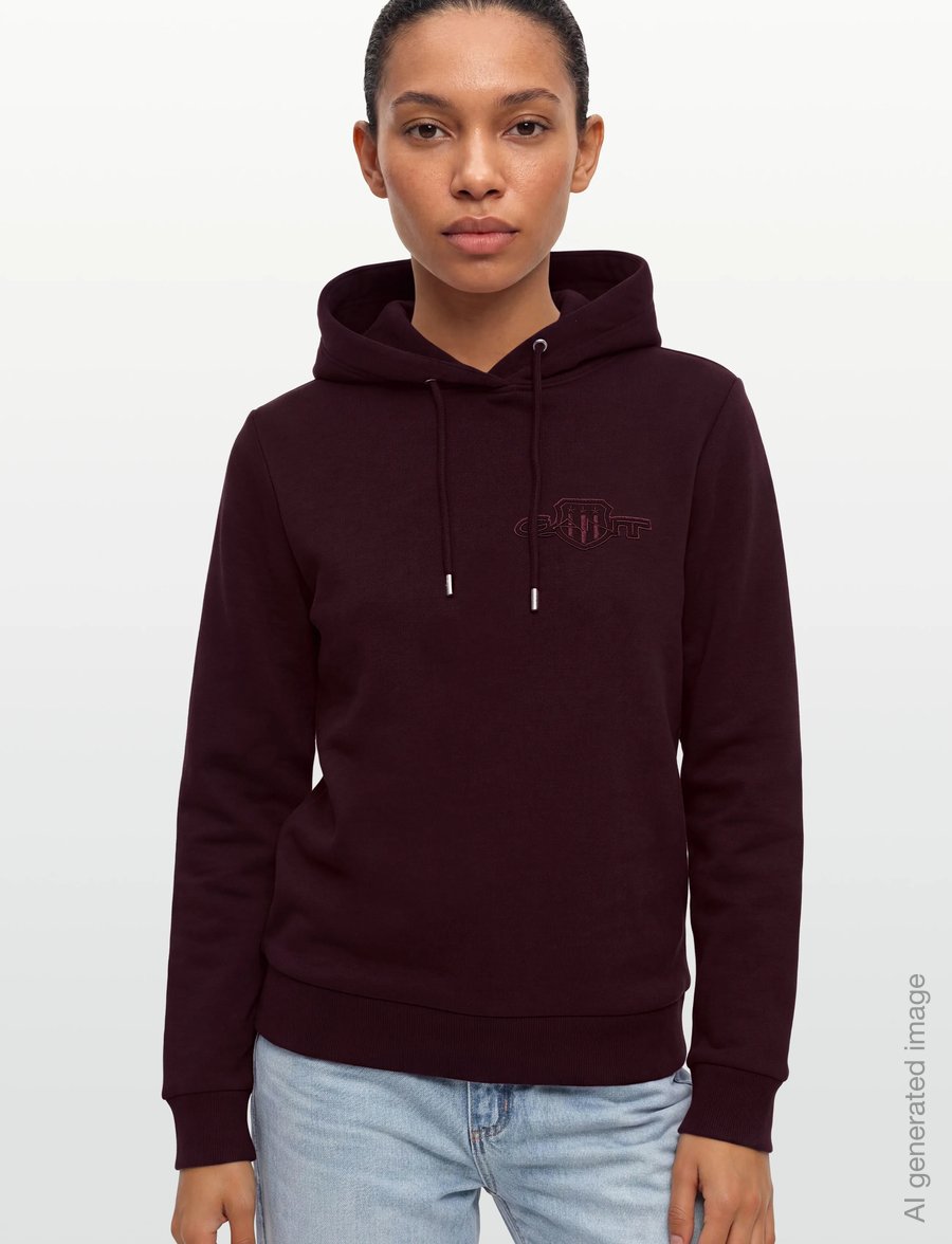 Gant - REG TONAL SHIELD HOODIE - hoodies - darkened wine - 3